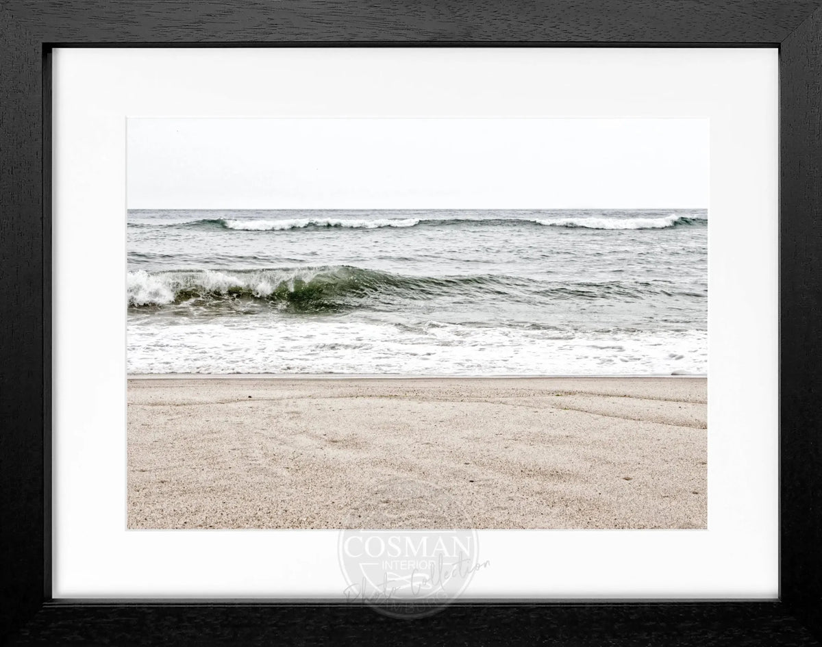 Schwarz-weiß Poster mit Rahmen, Hamptons Long Island ’Ocean’ von Cosman-Photocollection, 31x25 cm, Meeresmotiv.