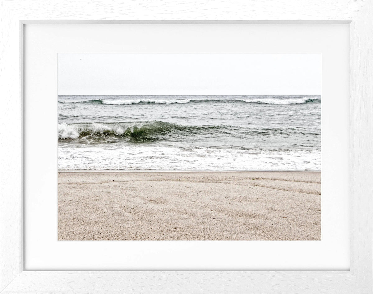Schwarz-weiß Poster mit Rahmen von Cosman-Photocollection, Hamptons Long Island Ocean, 31x25cm, maritime Motiv