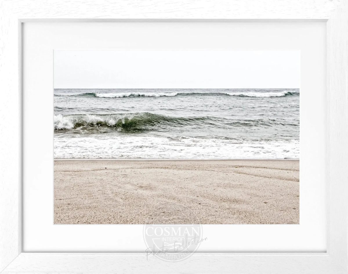 Schwarz-weiß Poster mit Rahmen von Cosman-Photocollection, Hamptons Long Island Ocean, 31x25cm, maritime Motiv