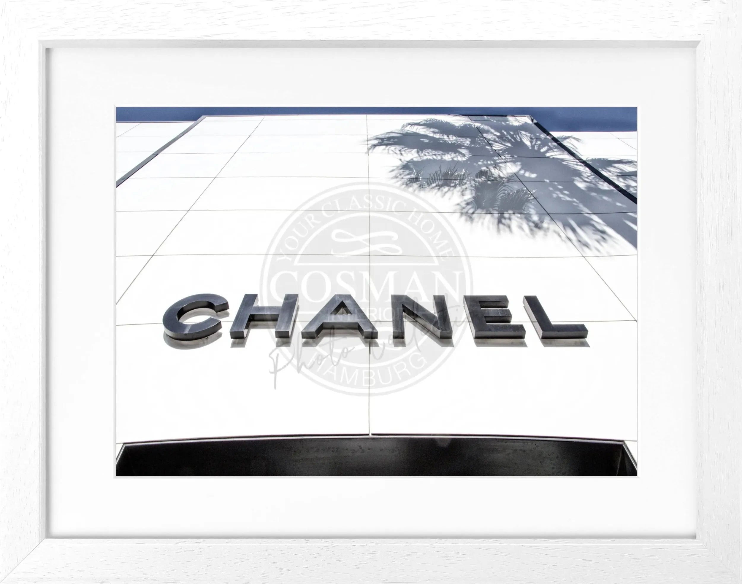 Schwarz-weiß Poster mit Rahmen, Kalifornien Beverly Hills, Chanel-Motiv, von Cosman-Photocollection, 31x25 cm
