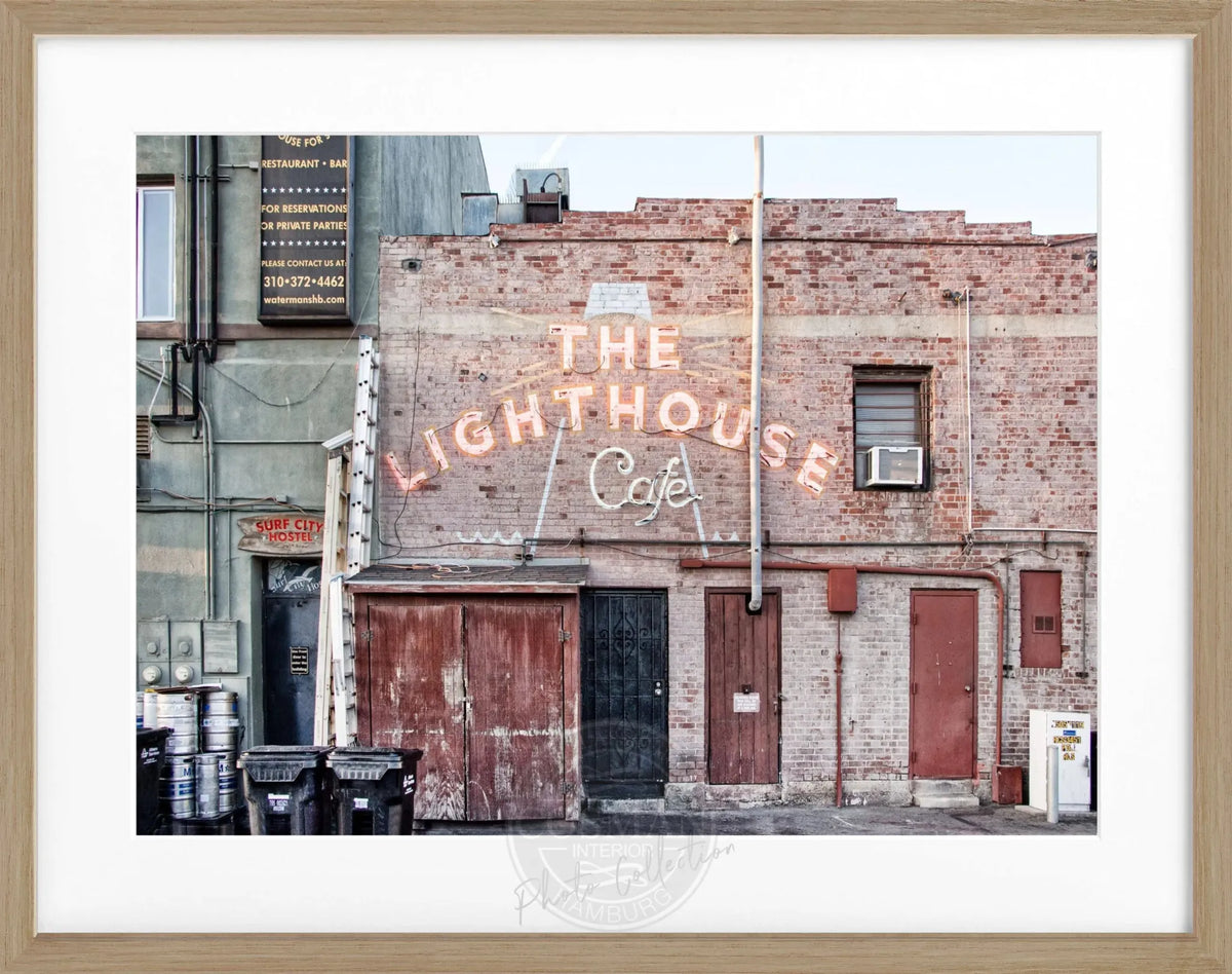 Schwarz-weiß Poster mit Rahmen von Cosman-Photocollection, Kalifornien Hermosa Beach, 31x25 cm, Fotokunst für Wanddekoration