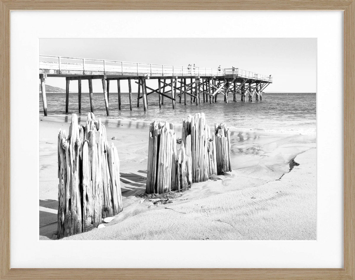 Schwarz-weiß Poster mit Rahmen, Kalifornien Malibu Beach, von Cosman-Photocollection, 31x25 cm, Wanddekoration