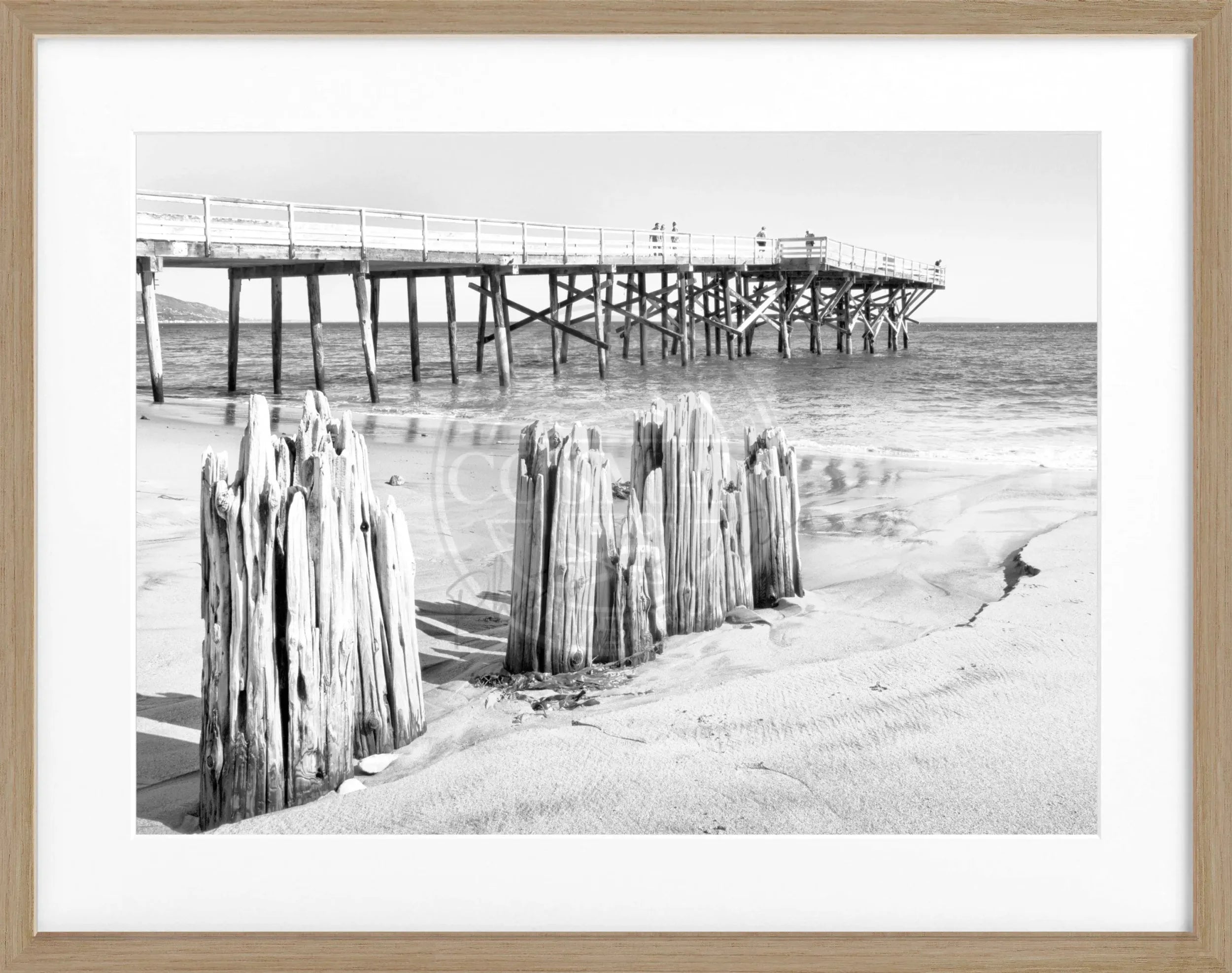 Schwarz-weiß Poster mit Rahmen, Kalifornien Malibu Beach, von Cosman-Photocollection, 31x25 cm, Wanddekoration