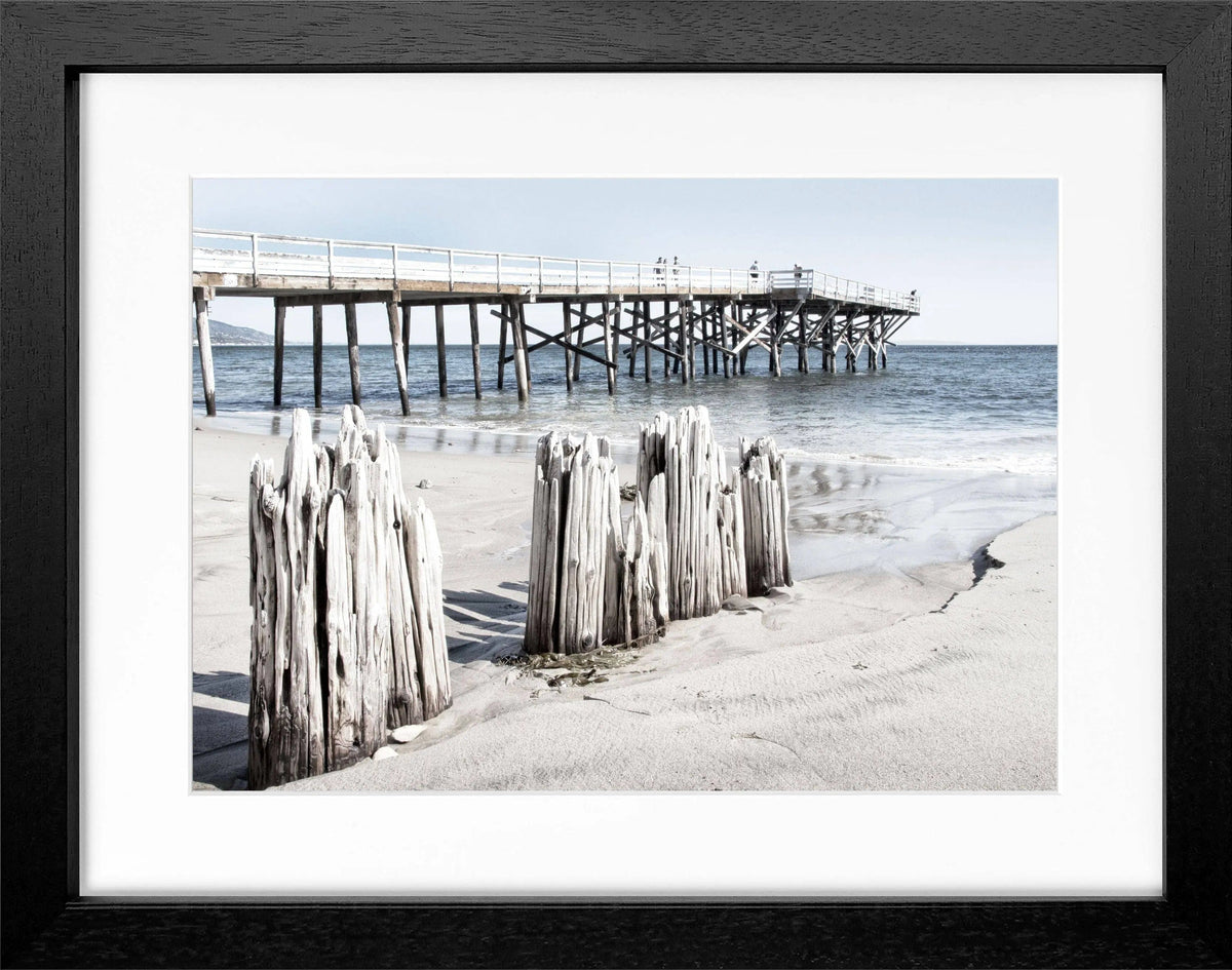 Schwarz-weiß Poster mit Rahmen, Kalifornien Malibu Beach, Cosman-Photocollection, 31x25cm, Wanddekoration