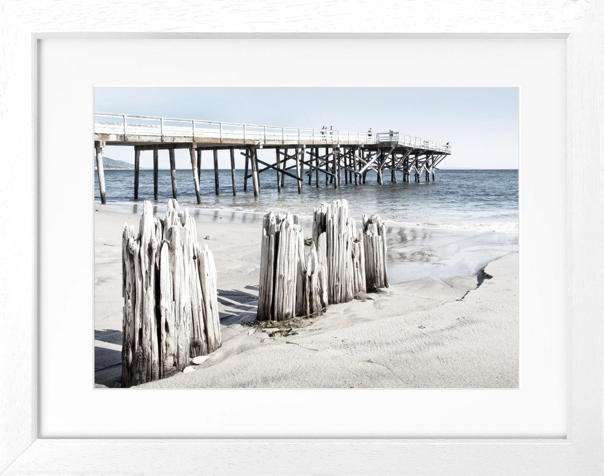 Schwarz-weiß Poster mit Rahmen, Kalifornien Malibu Beach, von Cosman-Photocollection, 31x25 cm, stilvolle Wanddekoration