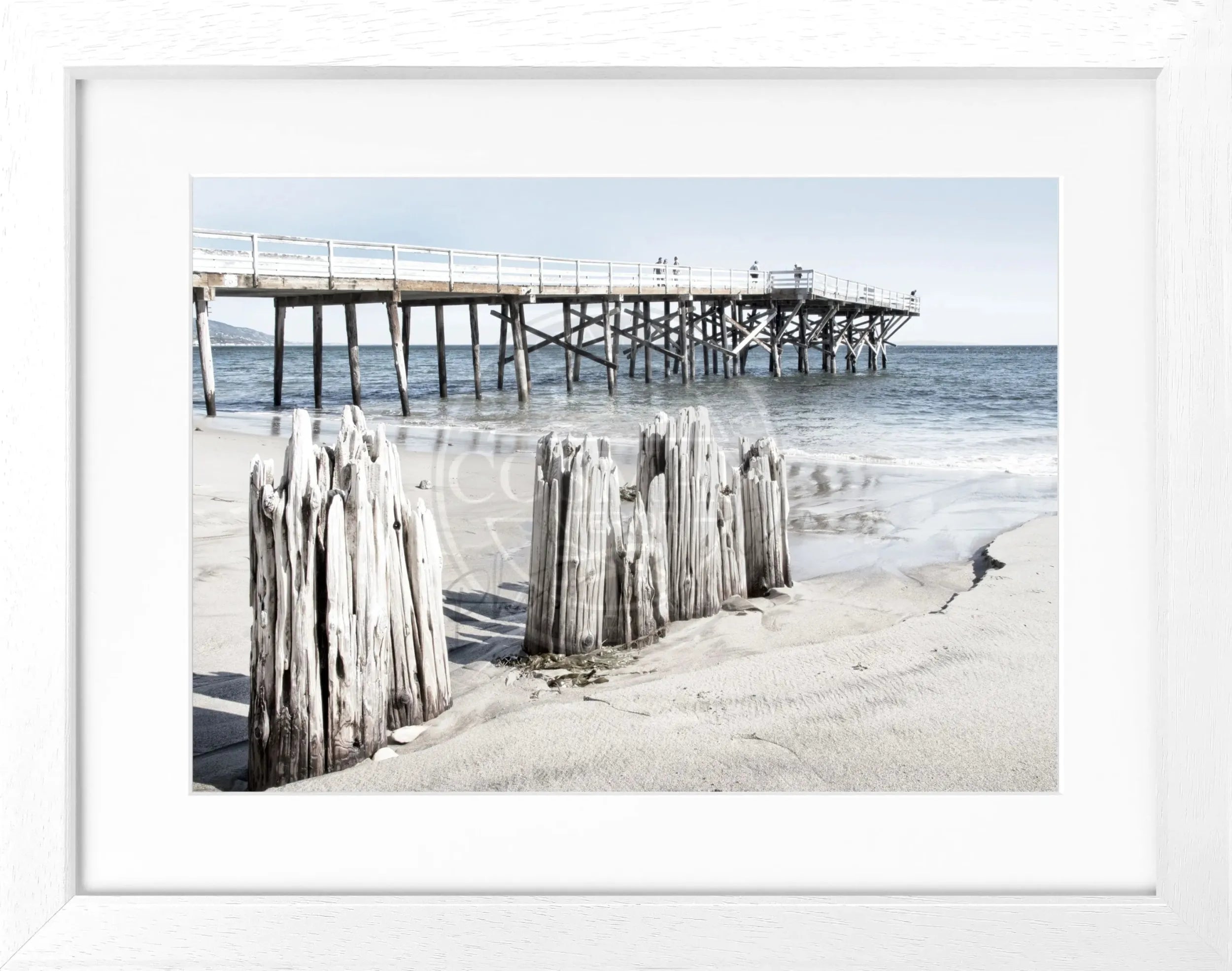 Schwarz-weiß Poster mit Rahmen, Kalifornien Malibu Beach, von Cosman-Photocollection, 31x25 cm, stilvolle Wanddekoration