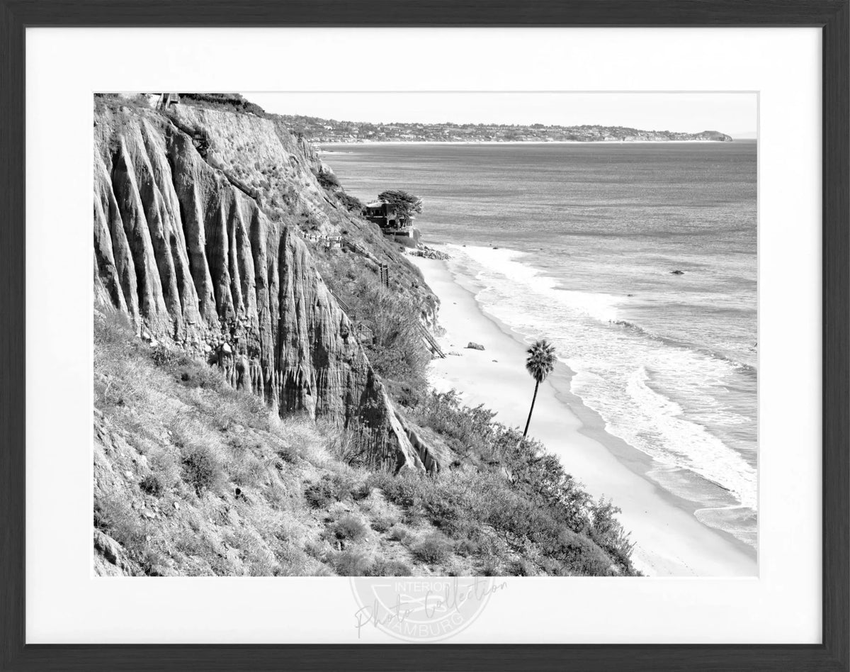 Schwarz-weiß Poster mit Rahmen von Kalifornien Malibu, 31x25cm, von Cosman-Photocollection, solche Wanddekorationen.