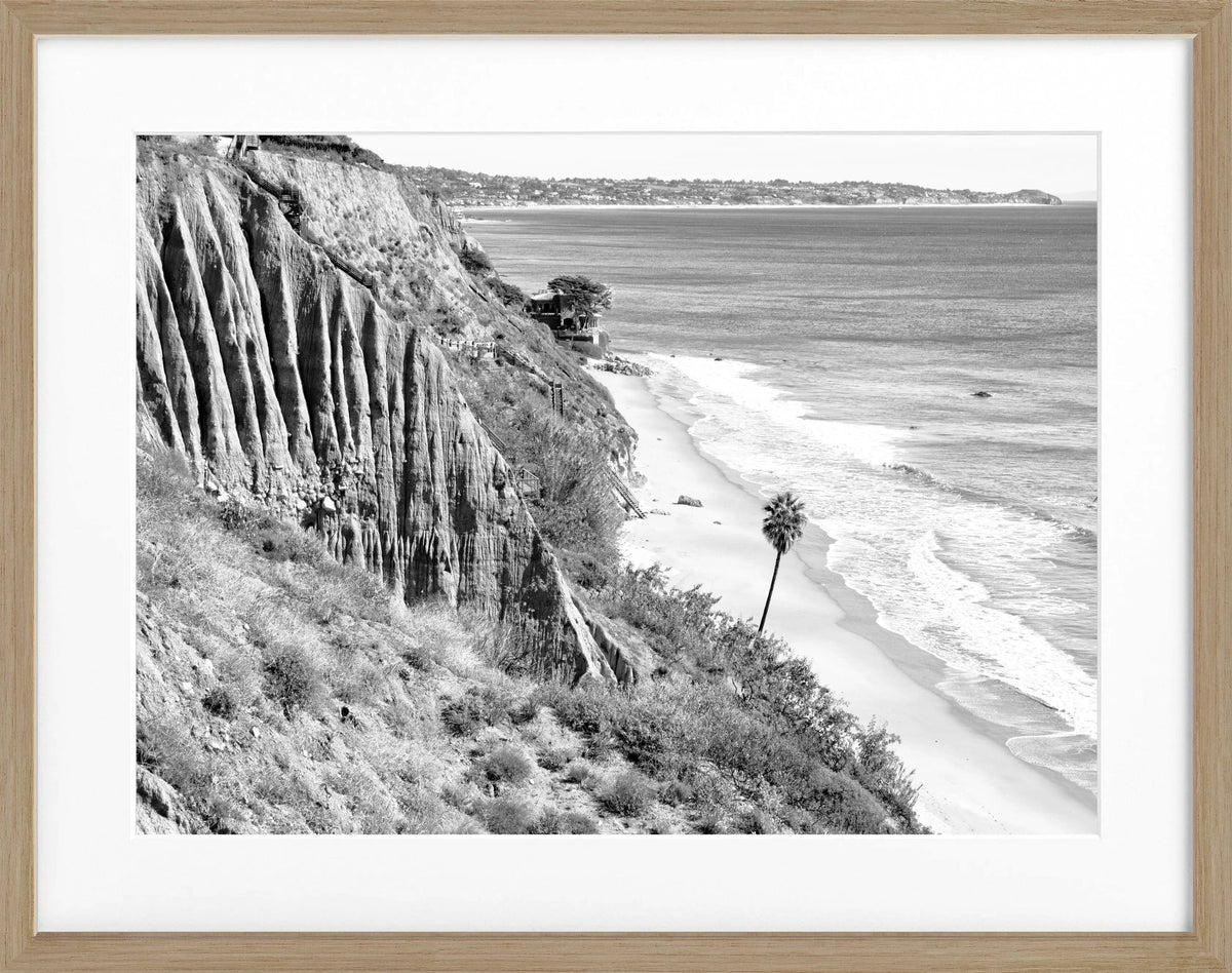 Schwarz-weiß Poster mit Rahmen, Kalifornien Malibu Motiv von Cosman-Photocollection, 31x25cm, stilvolle Wanddekoration