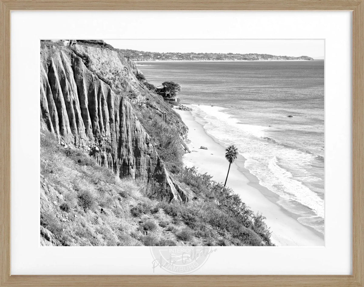 Schwarz-weiß Poster mit Rahmen, Kalifornien Malibu Motiv von Cosman-Photocollection, 31x25cm, stilvolle Wanddekoration