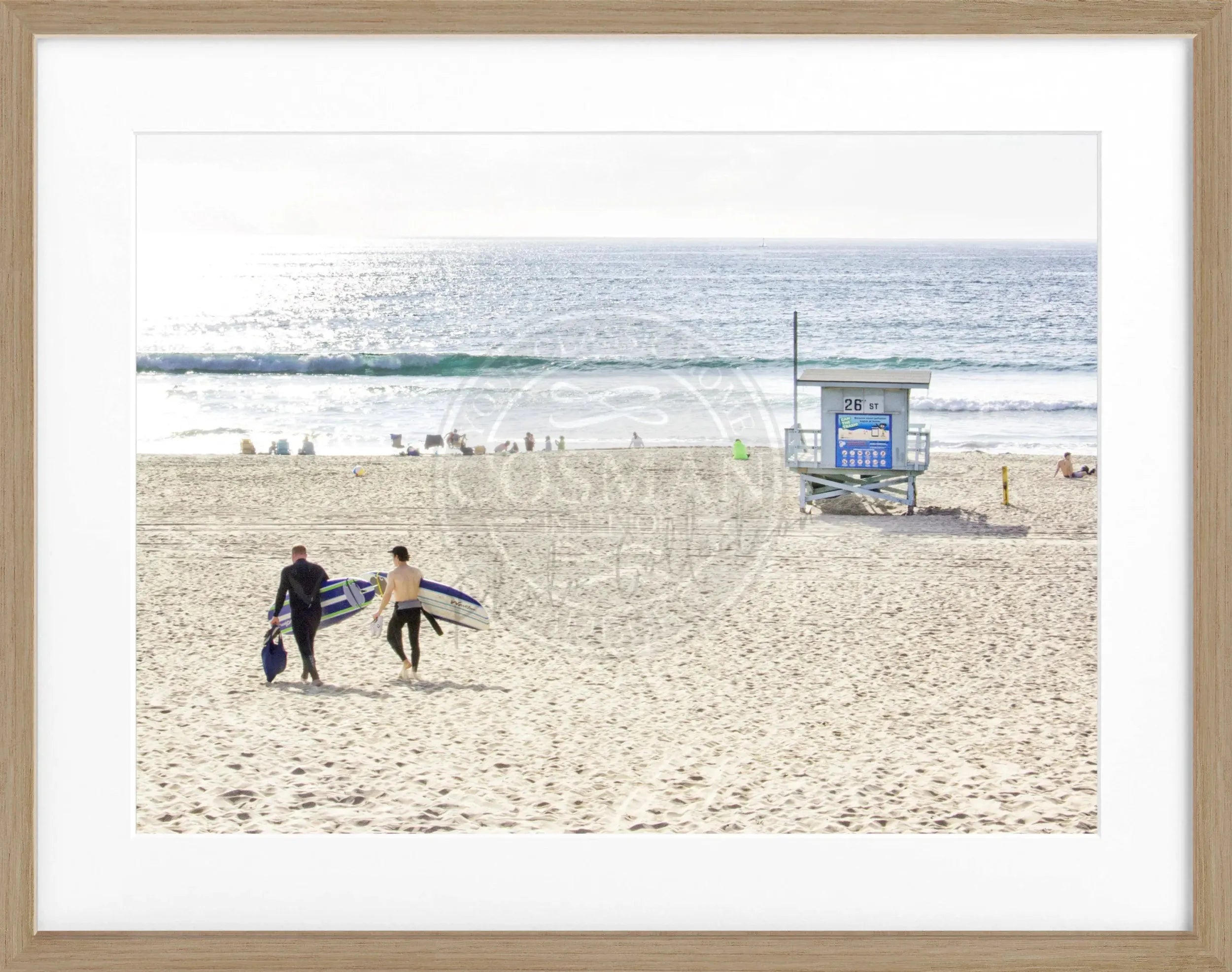 Schwarz-weiß Poster mit Rahmen von Kalifornien Manhattan Beach, von Cosman-Photocollection, 31x25 cm, fotografisches Kunstwerk