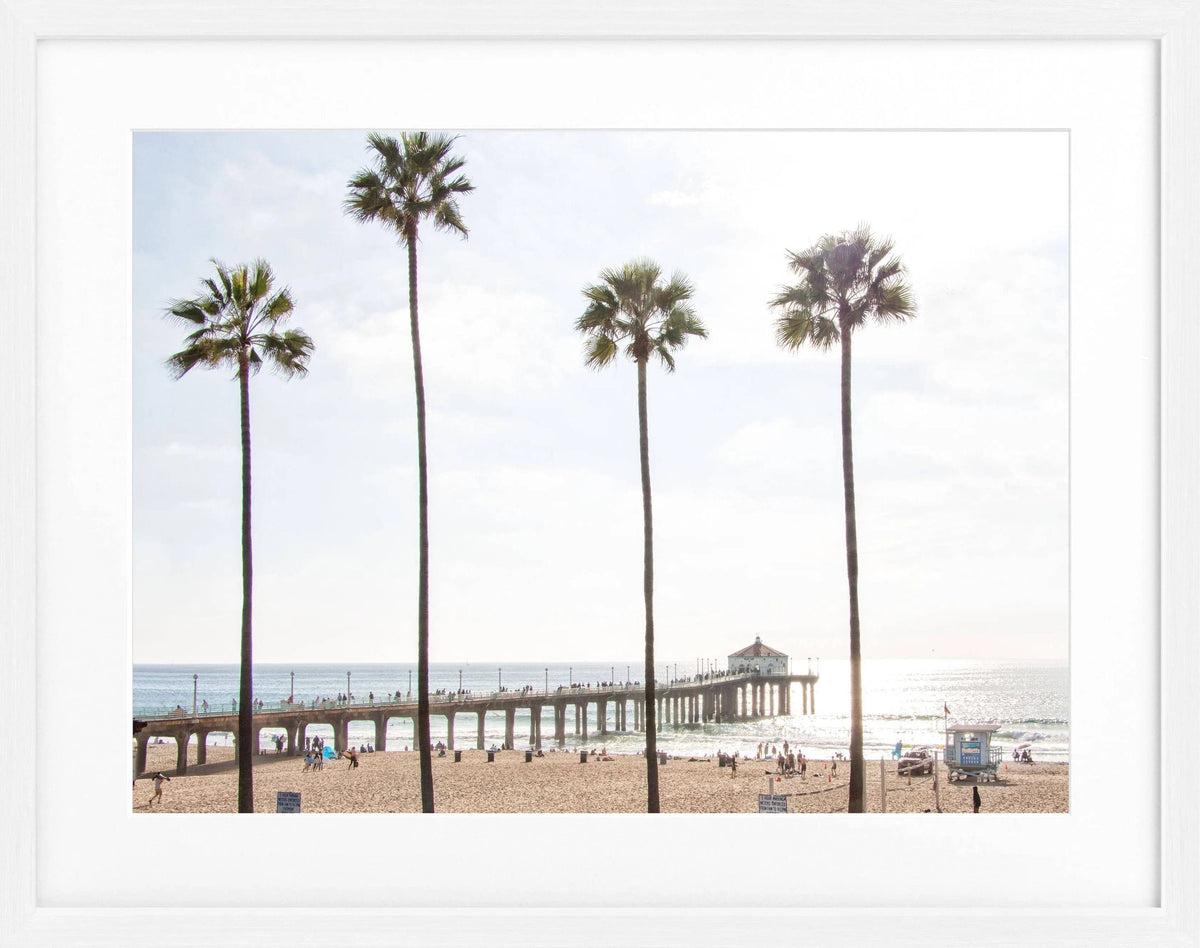 Schwarz-weiß Poster mit Rahmen, Kalifornien Manhattan Beach, von Cosman-Photocollection, 31x25 cm, stilvolles Dekor für Wände.