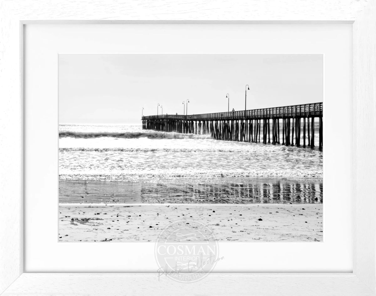Schwarz-weiß Poster mit Rahmen, Kalifornien Pier, Cosman-Photocollection, 31x25cm, K14, Wanddekoration