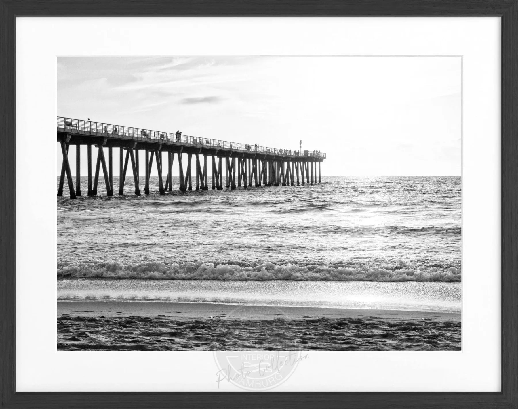 Schwarz-weißes Poster mit Rahmen, Kalifornien Pier, von Cosman-Photocollection, 31x25cm, dekoratives Wandbild