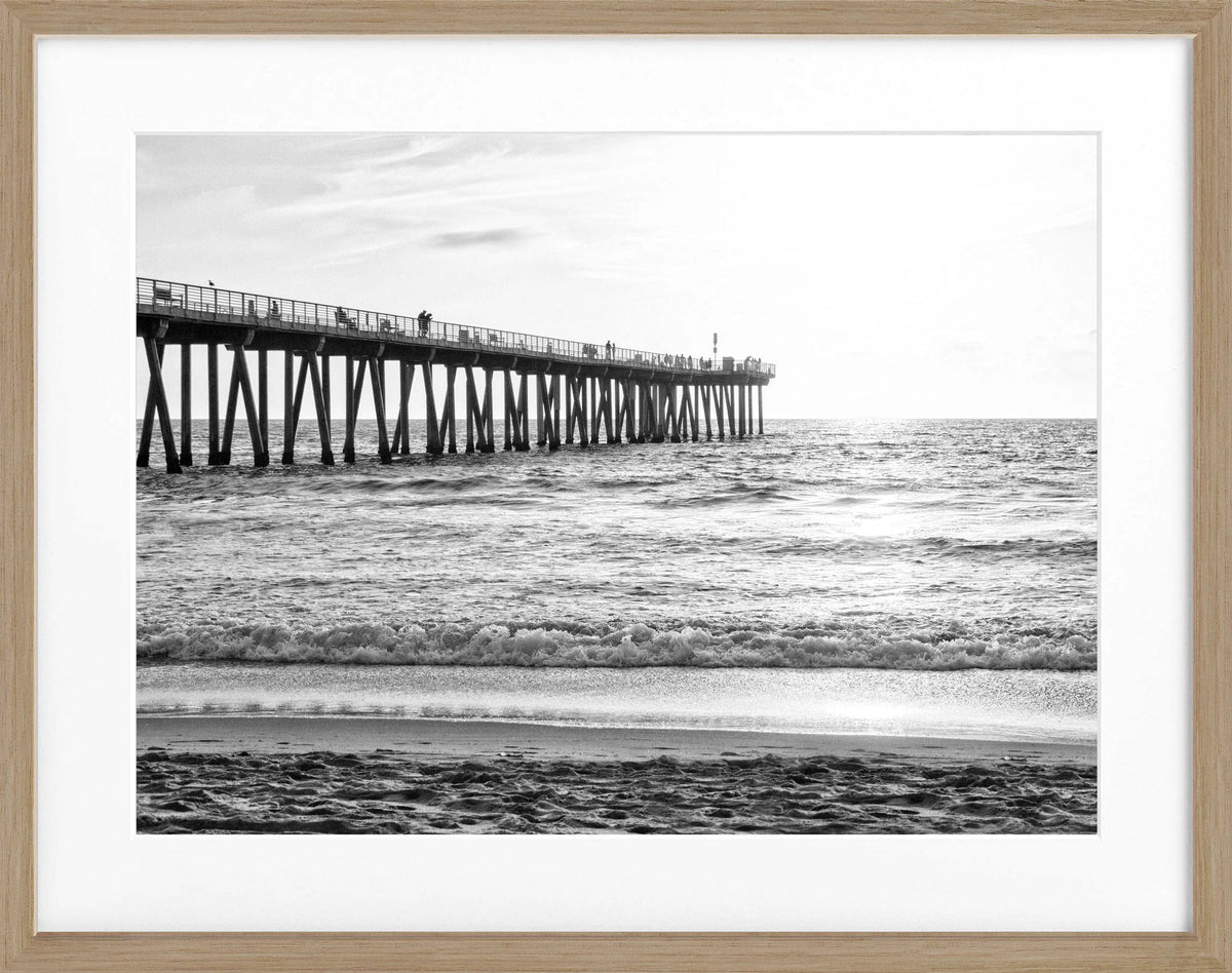 Schwarz-weiß Poster mit Rahmen von Cosman-Photocollection, Kalifornien Pier, 31x25 cm, Motiv in Schwarz und Weiß