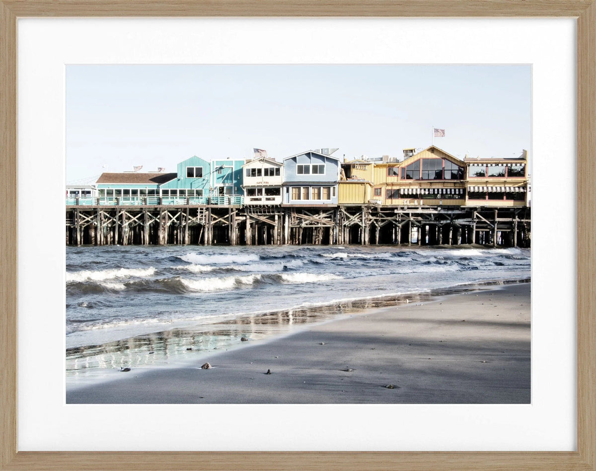 Schwarz-weiß Poster mit Rahmen, Kalifornien Pier Monterey, Cosman-Photocollection, 31x25 cm, Wanddekoration
