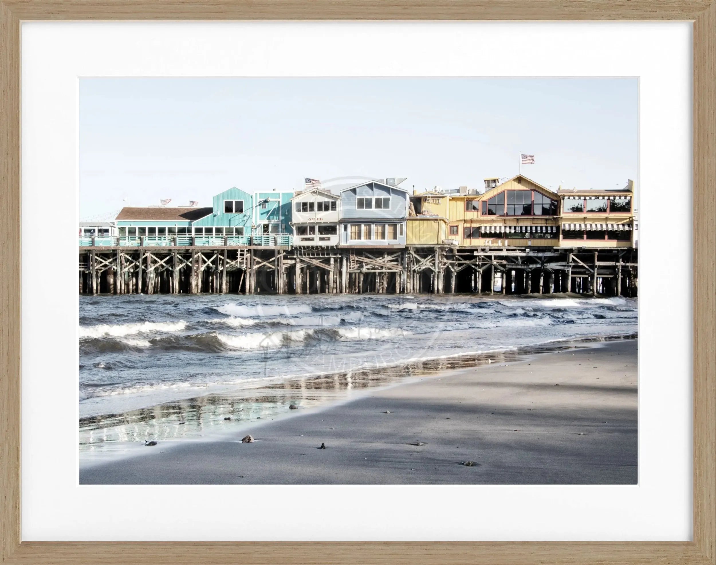 Schwarz-weiß Poster mit Rahmen, Kalifornien Pier Monterey, Cosman-Photocollection, 31x25 cm, Wanddekoration