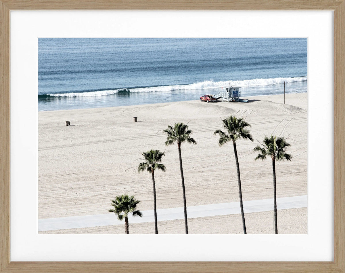 Schwarz-weiß Poster mit Rahmen von Cosman-Photocollection, Kalifornien Santa Monica Beach, 31x25 cm, dezent und stilvoll.