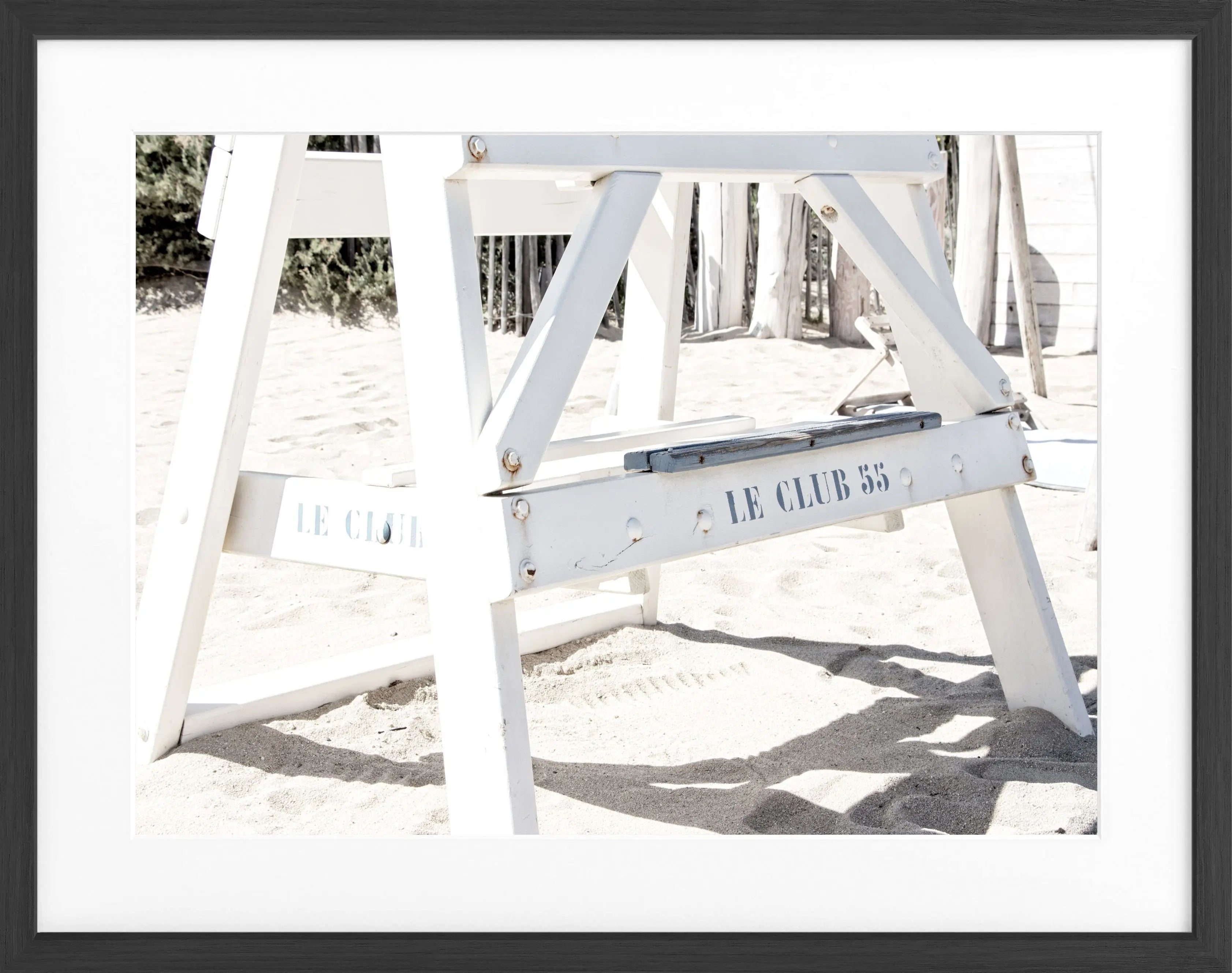 Schwarz-Weiß-Poster mit Rahmen, 'Le Club 55' Saint Tropez, Cosman-Photocollection, 31x25cm, stilvolle Wanddekoration
