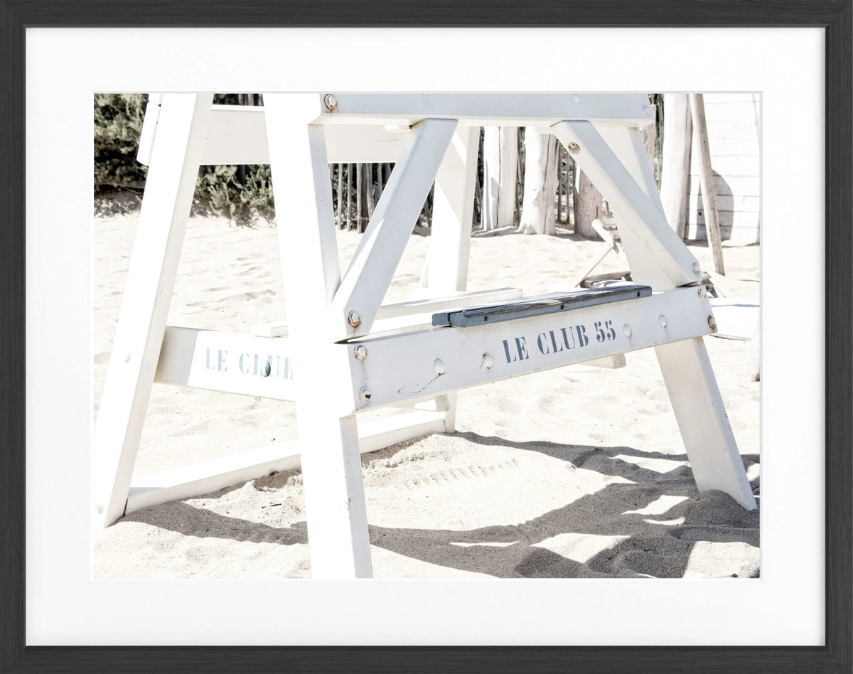 Schwarz-Weiß-Poster mit Rahmen, 'Le Club 55' Saint Tropez, Cosman-Photocollection, 31x25cm, stilvolle Wanddekoration