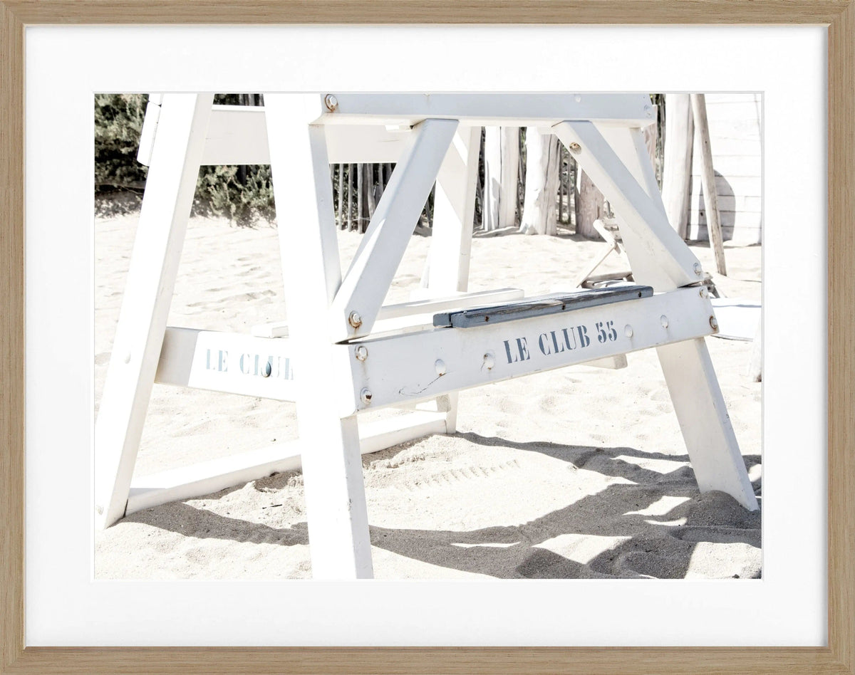 Schwarz-weiß Poster mit Rahmen von Cosman-Photocollection, Motiv ’Le Club 55’ Saint Tropez, 31x25 cm
