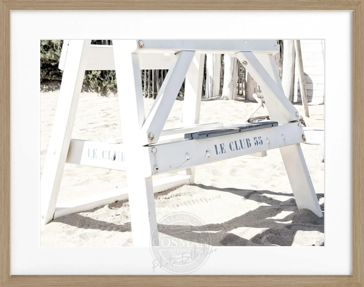Schwarz-weiß Poster mit Rahmen von Cosman-Photocollection, Motiv ’Le Club 55’ Saint Tropez, 31x25 cm