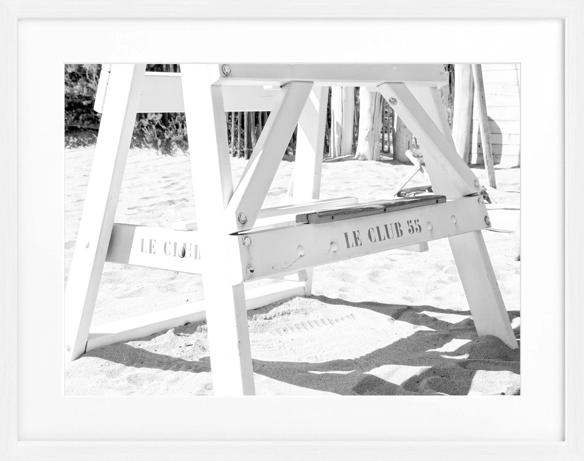 Schwarz-weiß Poster mit Rahmen von Cosman-Photocollection, 'Le Club 55' Saint Tropez, 31x25cm, stilvolles Wandbild