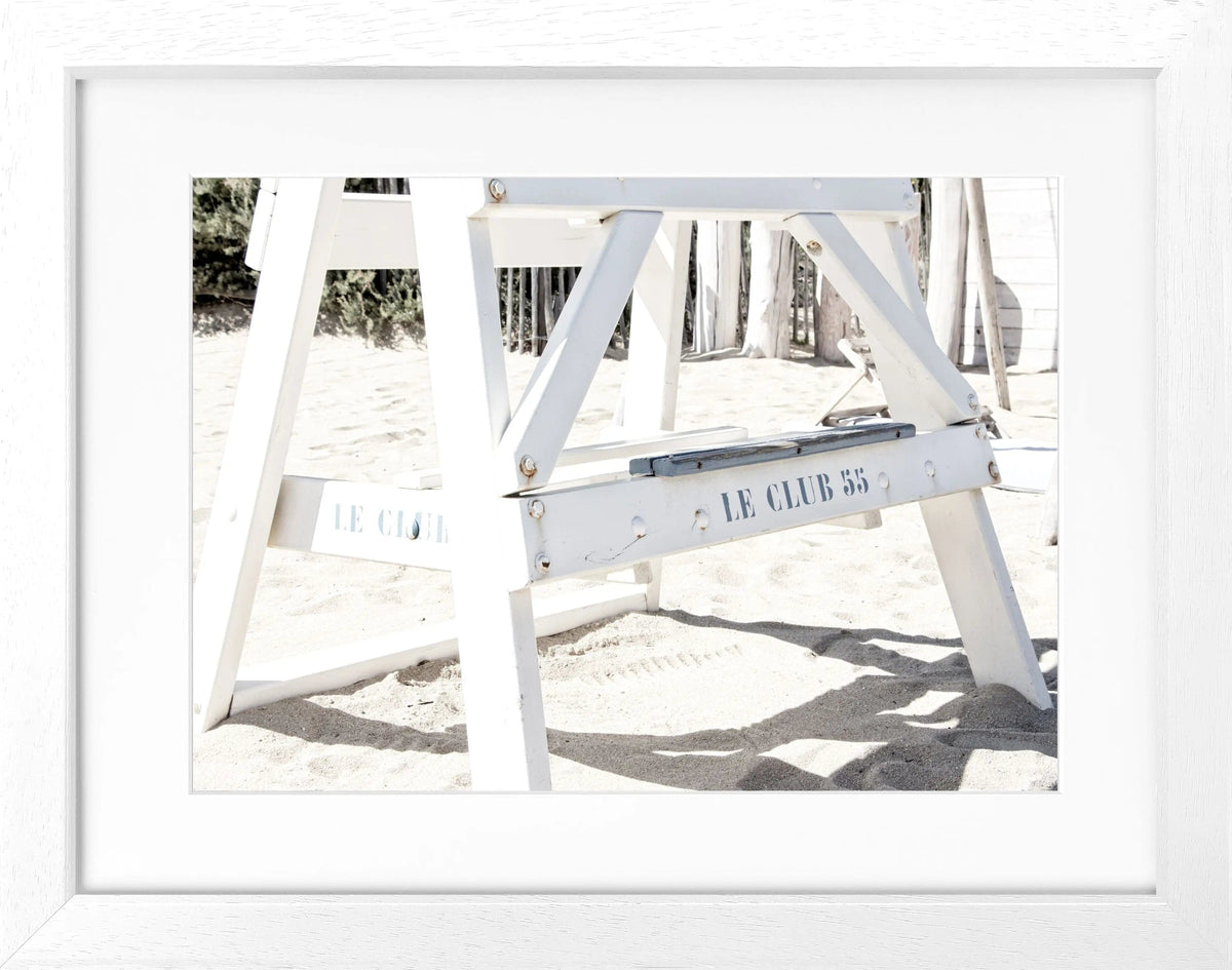 Schwarz-weiß Poster mit Rahmen ‘Le Club 55’ Saint Tropez von Cosman-Photocollection, 31x25 cm, elegantes Wandbild