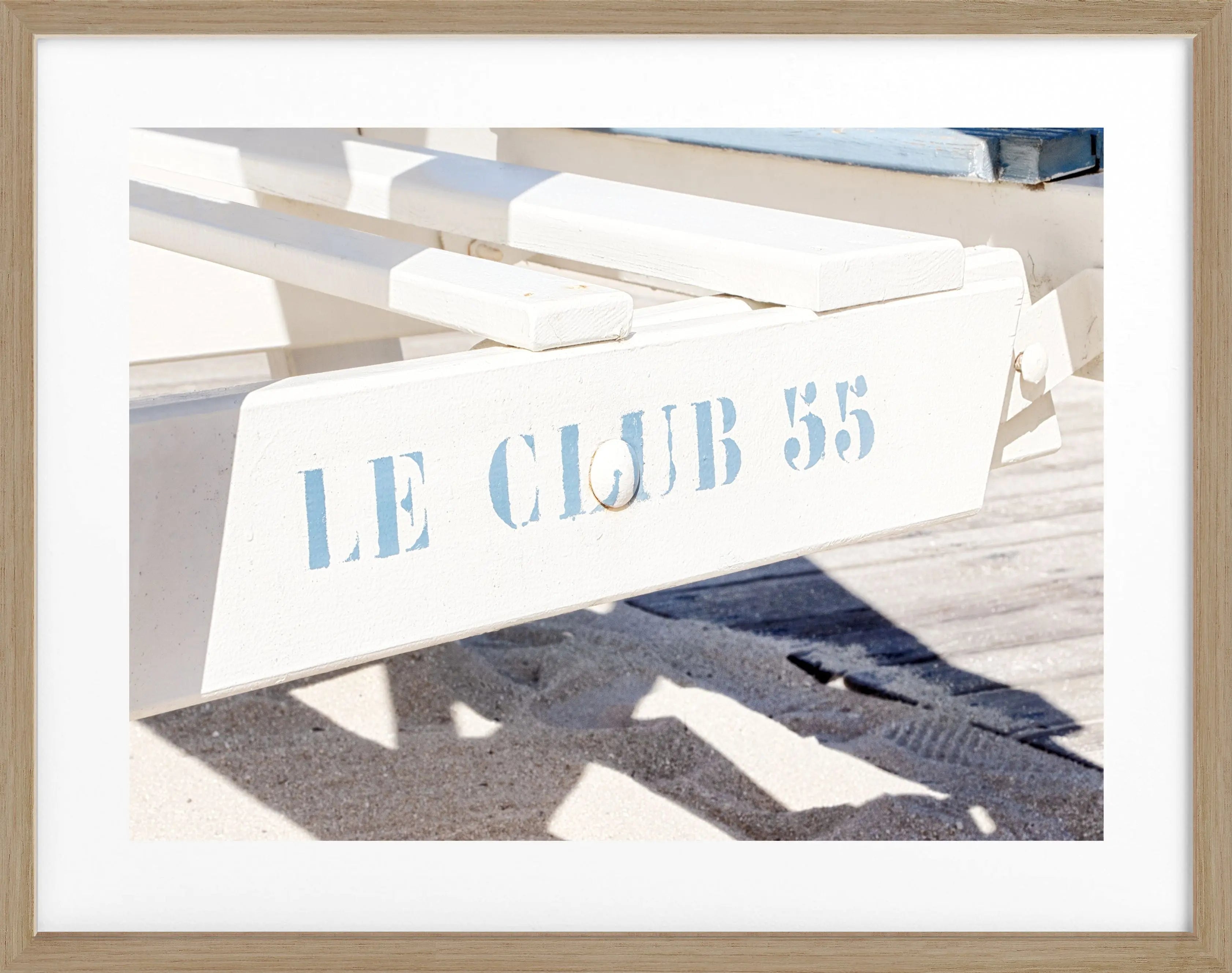 Schwarz-weiß Poster mit Rahmen von Cosman-Photocollection, Le Club 55 Saint Tropez, Motiv 31x25cm, stilvolle Wanddekoration