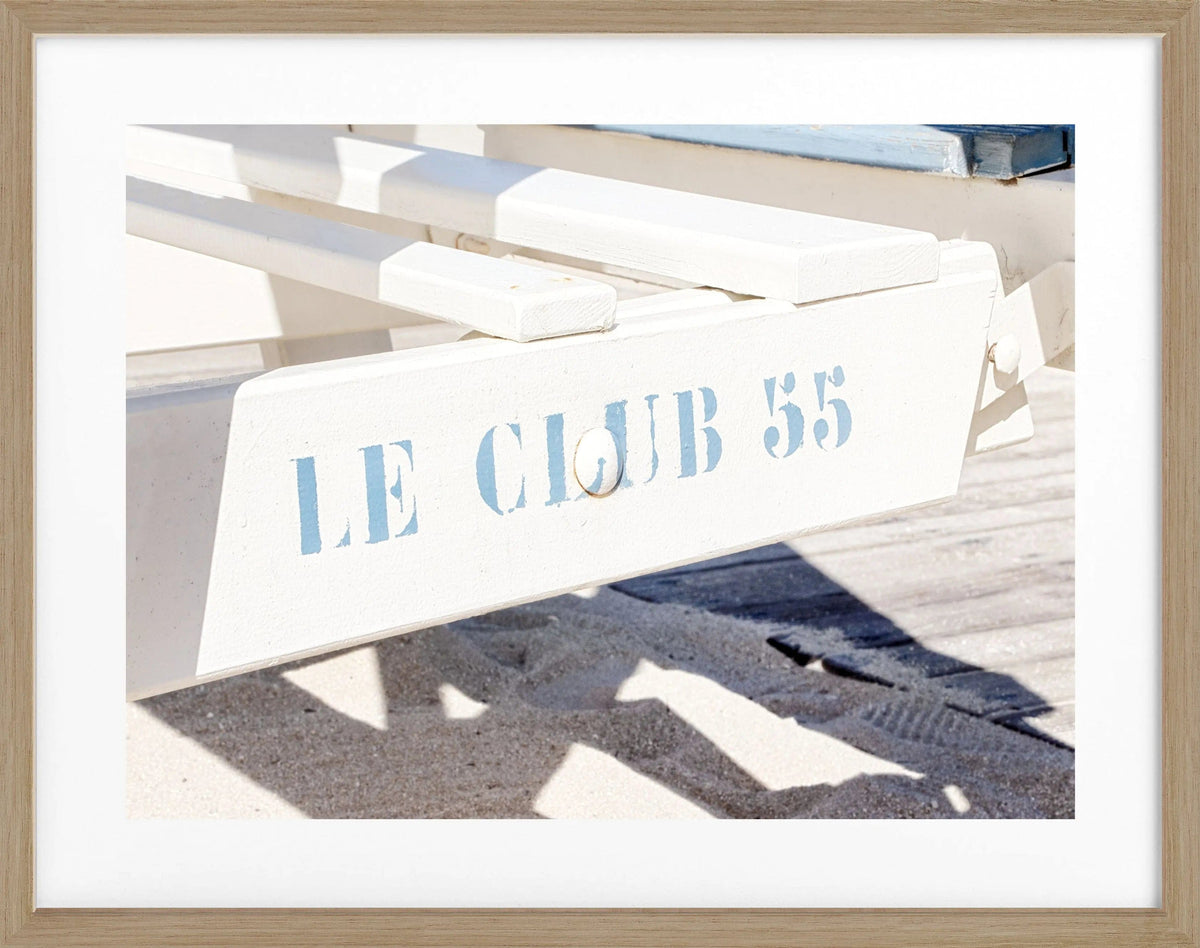 Schwarz-weiß Poster mit Rahmen von Cosman-Photocollection, Le Club 55 Saint Tropez, Motiv 31x25cm, stilvolle Wanddekoration