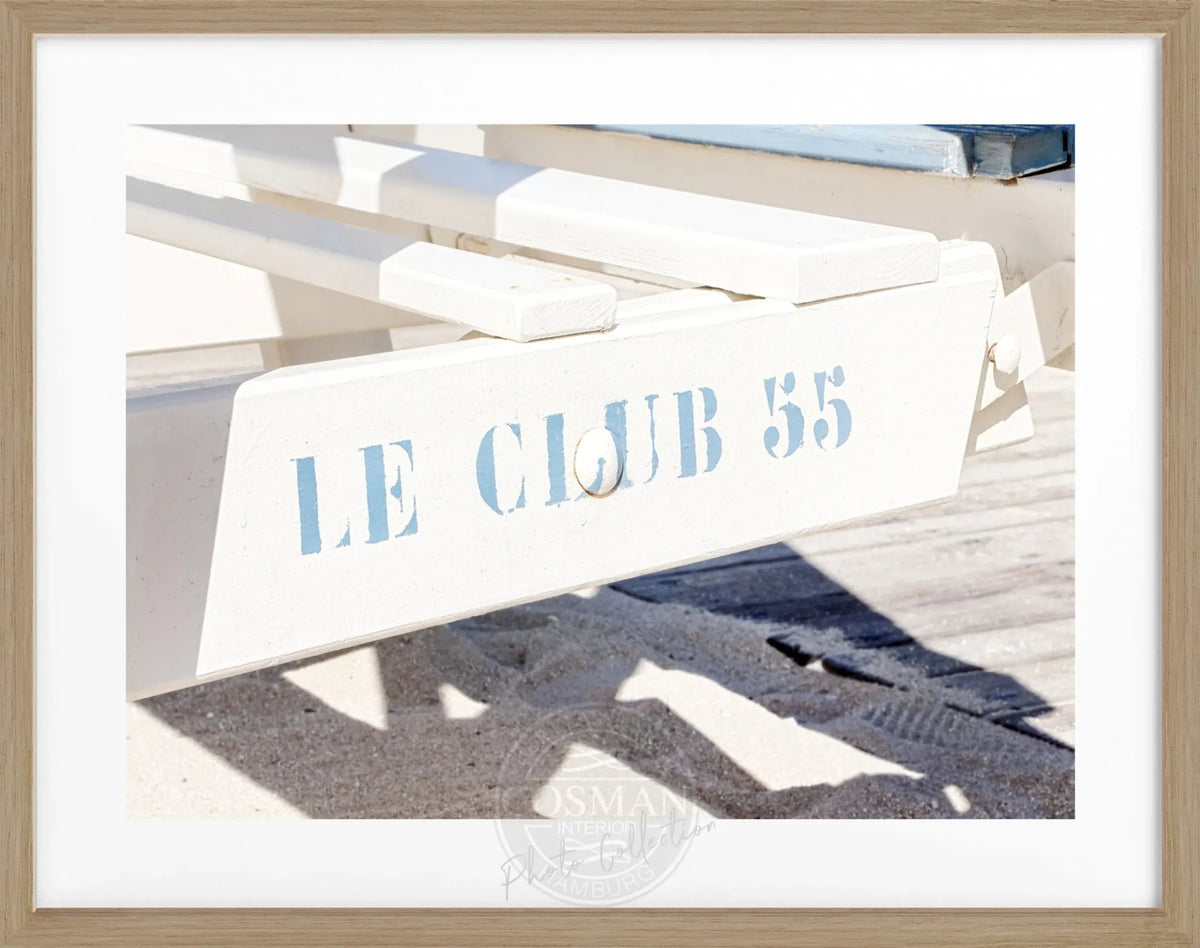 Schwarz-weiß Poster mit Rahmen von Cosman-Photocollection, Le Club 55 Saint Tropez, Motiv 31x25cm, stilvolle Wanddekoration