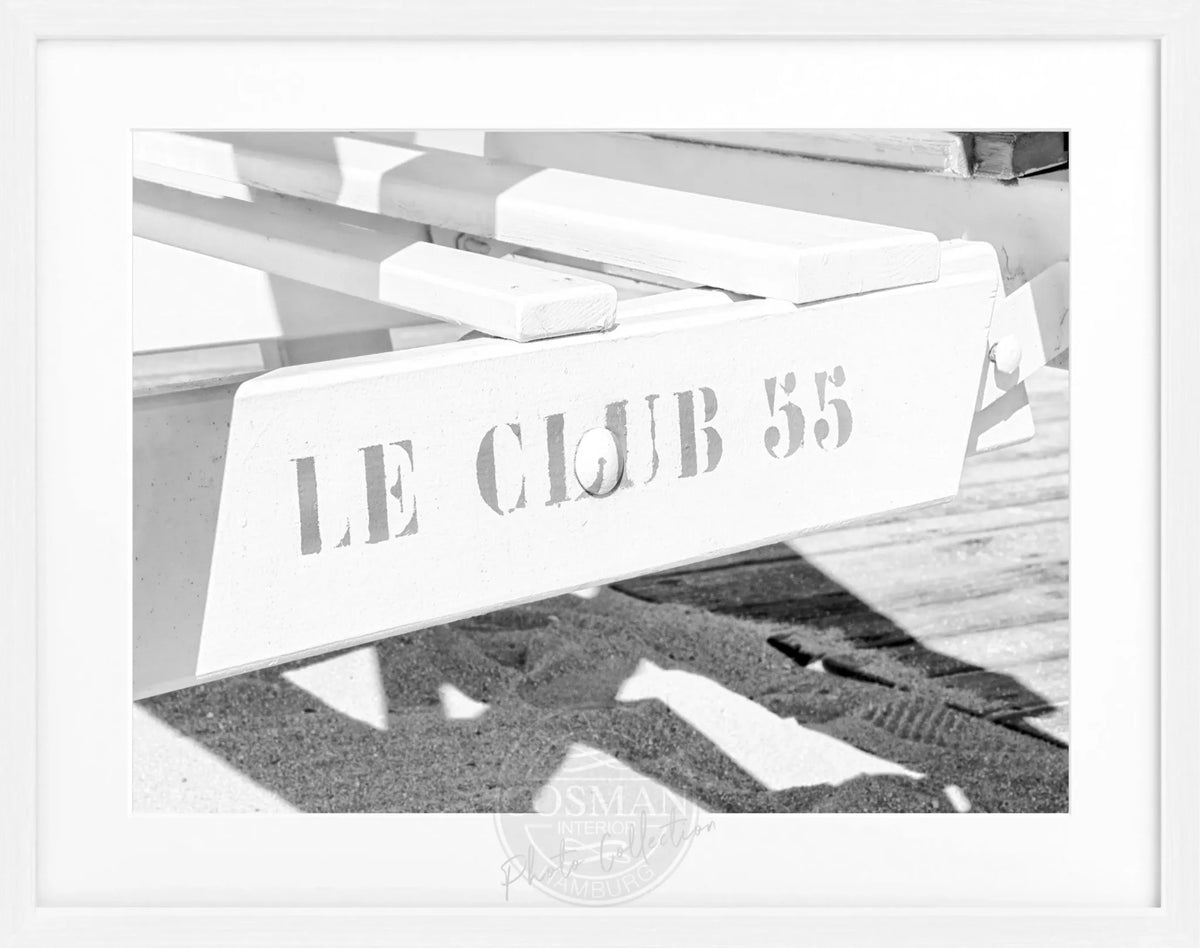 Schwarz-weiß Poster mit Rahmen von Cosman-Photocollection, Motiv ’Le Club 55’ in Saint Tropez, 31x25 cm, stilvolle Wanddekoration
