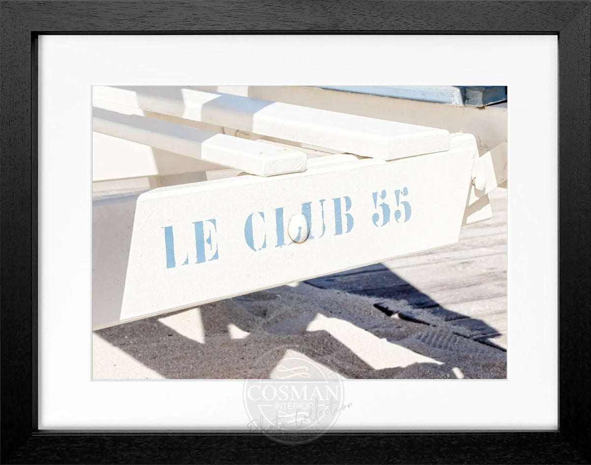 Schwarz-weiß Poster mit Rahmen von Cosman-Photocollection, ’Le Club 55’ Saint Tropez, 31x25 cm, stilvolles Wandbild