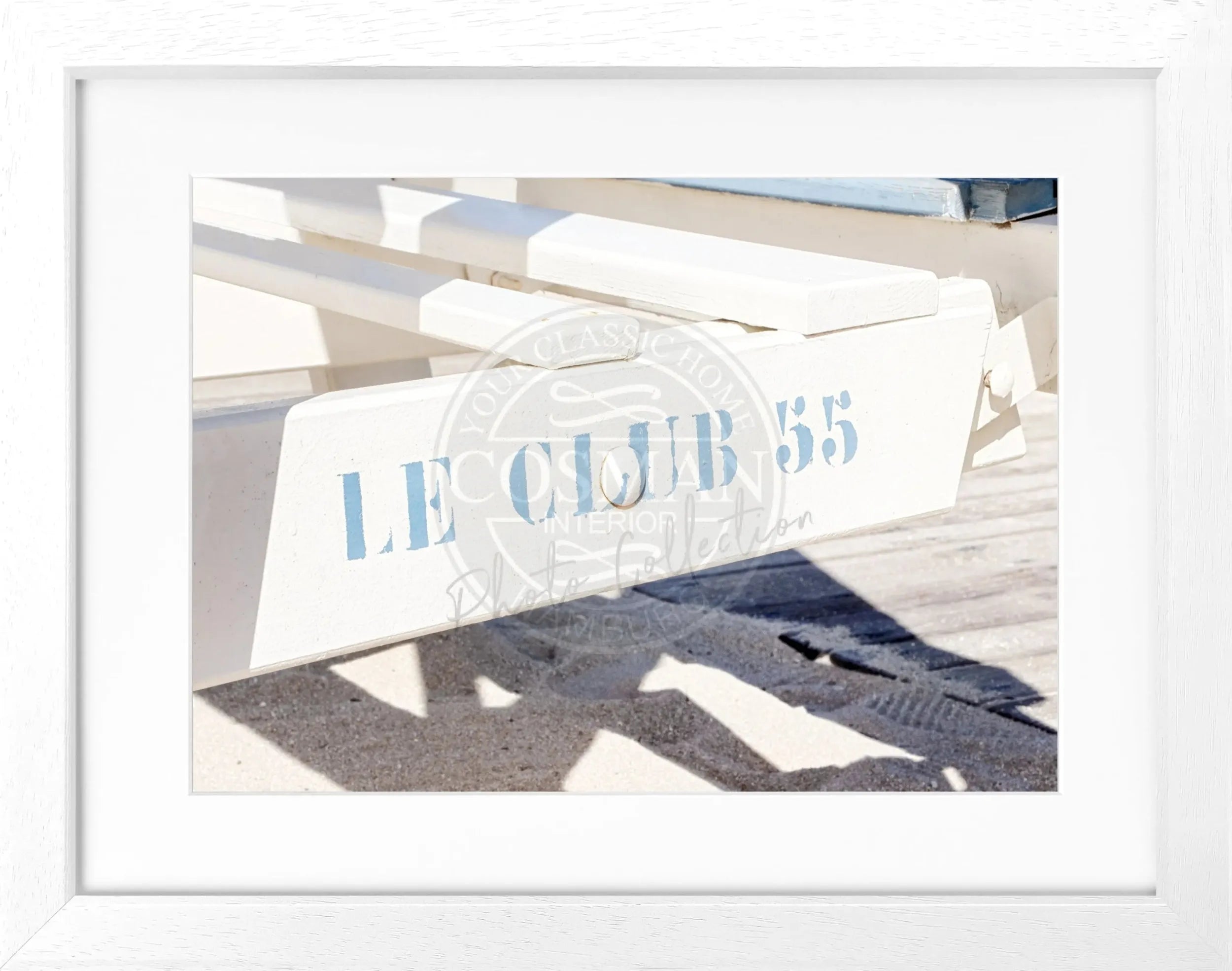Schwarz-weiß Poster mit Rahmen von Cosman-Photocollection, Motiv ’Le Club 55’ in Saint Tropez, 31x25 cm, kunstvoller Wanddekoration