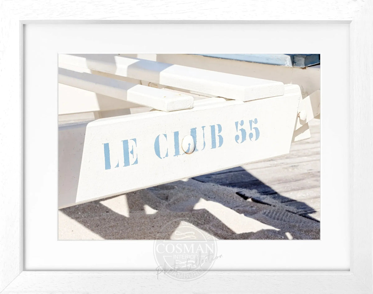 Schwarz-weiß Poster mit Rahmen von Cosman-Photocollection, Motiv ’Le Club 55’ in Saint Tropez, 31x25 cm, kunstvoller Wanddekoration
