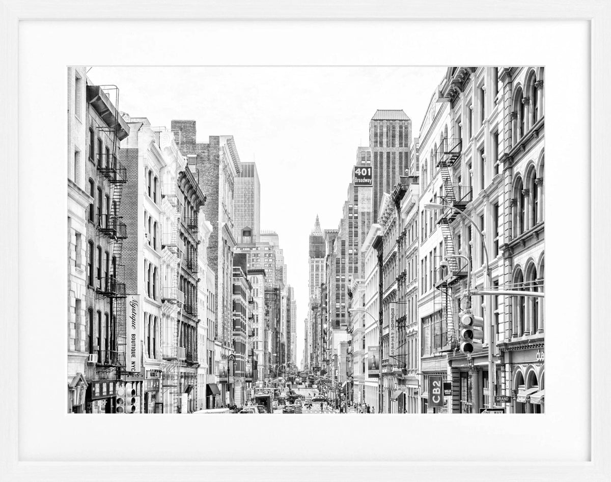 Schwarz-weiß Poster mit Rahmen, New York Broadway Motiv, von Cosman-Photocollection, 31x25 cm, stilvolle Wanddekoration