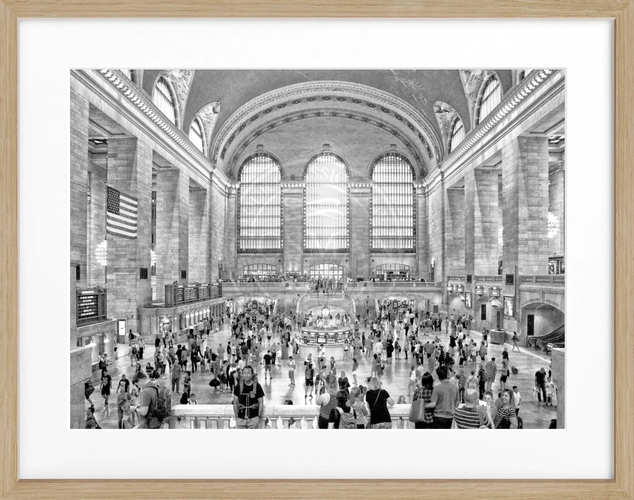 Schwarz-weiß Poster mit Rahmen von Cosman-Photocollection, New York Central Station, 31x25 cm, Wanddekoration