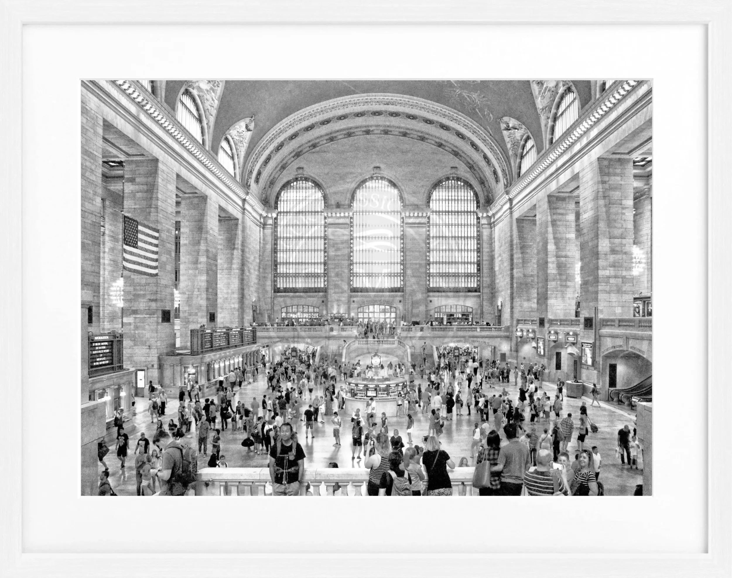 Schwarz-weiß Poster mit Rahmen von Cosman-Photocollection, New York Central Station, 31x25 cm, stilvolles Wandbild
