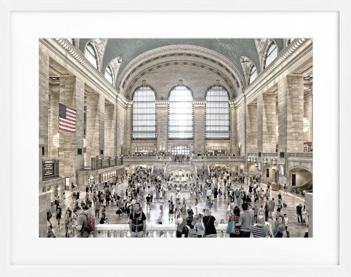 Schwarz-weiß Poster mit Rahmen von Cosman-Photocollection, Central Station New York, 31x25 cm, Wanddekoration