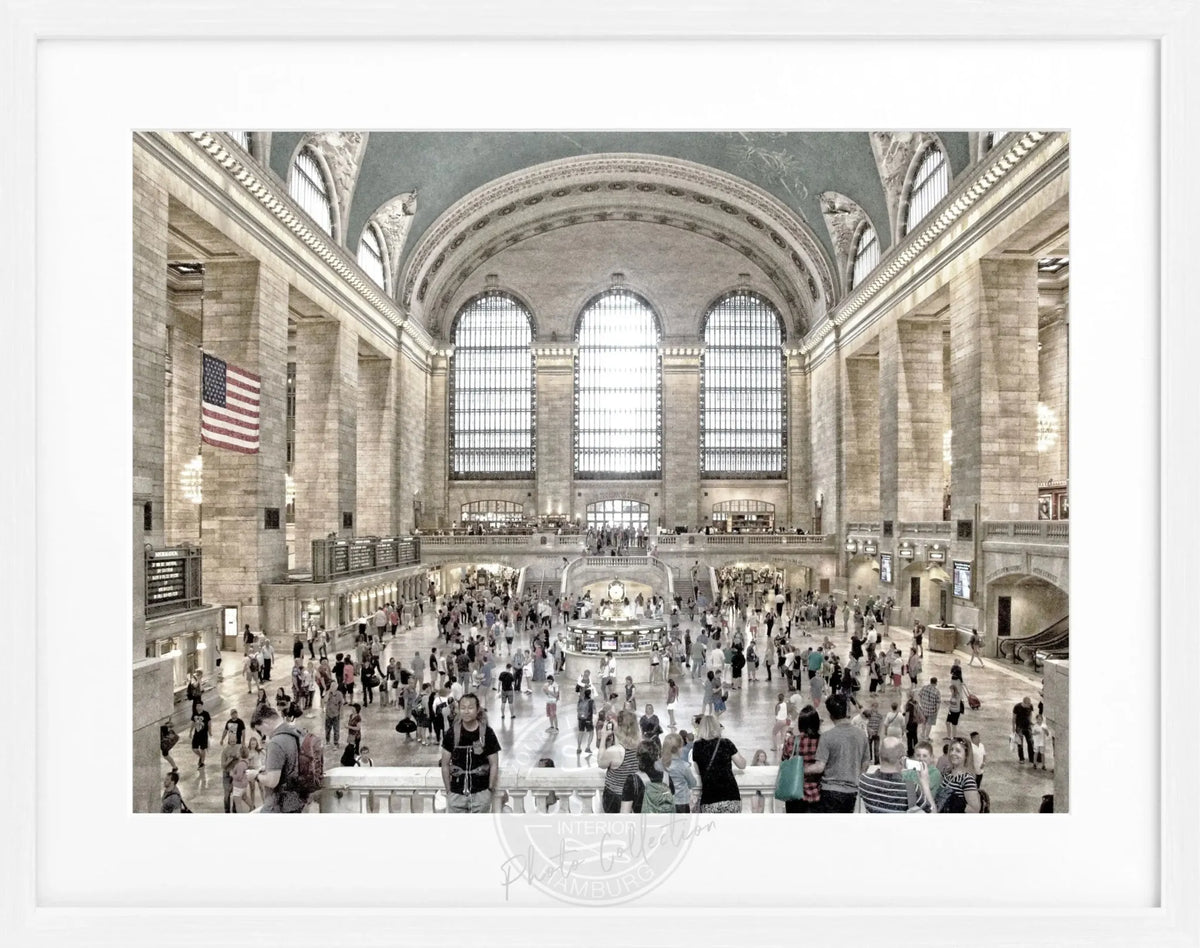 Schwarz-weiß Poster mit Rahmen von Cosman-Photocollection, Central Station New York, 31x25 cm, Wanddekoration