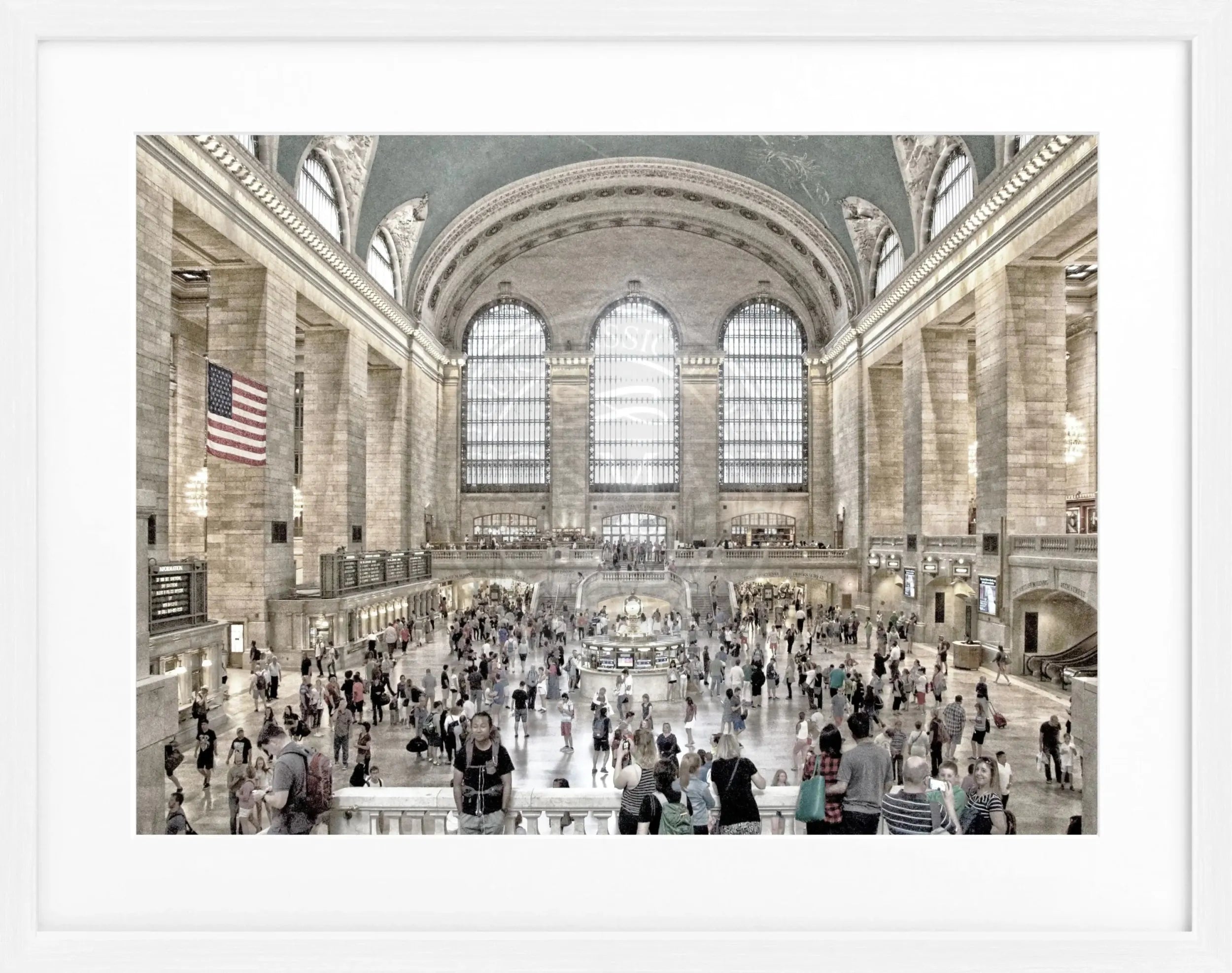 Schwarz-weiß Poster mit Rahmen von Cosman-Photocollection, Central Station New York, 31x25 cm, Wanddekoration