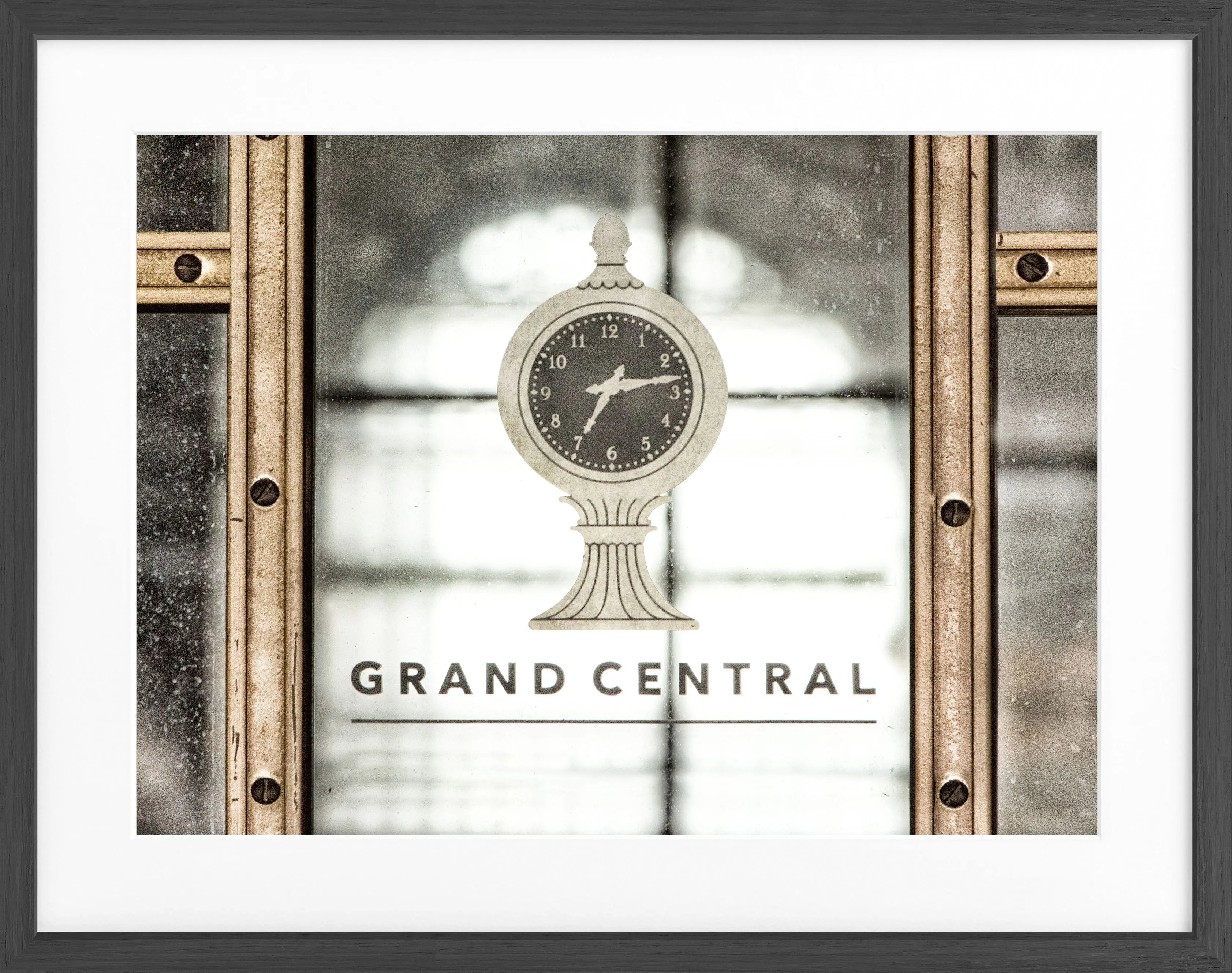 Schwarz-Weiß-Poster mit Rahmen, New York Central Station Motiv, 31x25cm, von Cosman-Photocollection, Wanddekoration