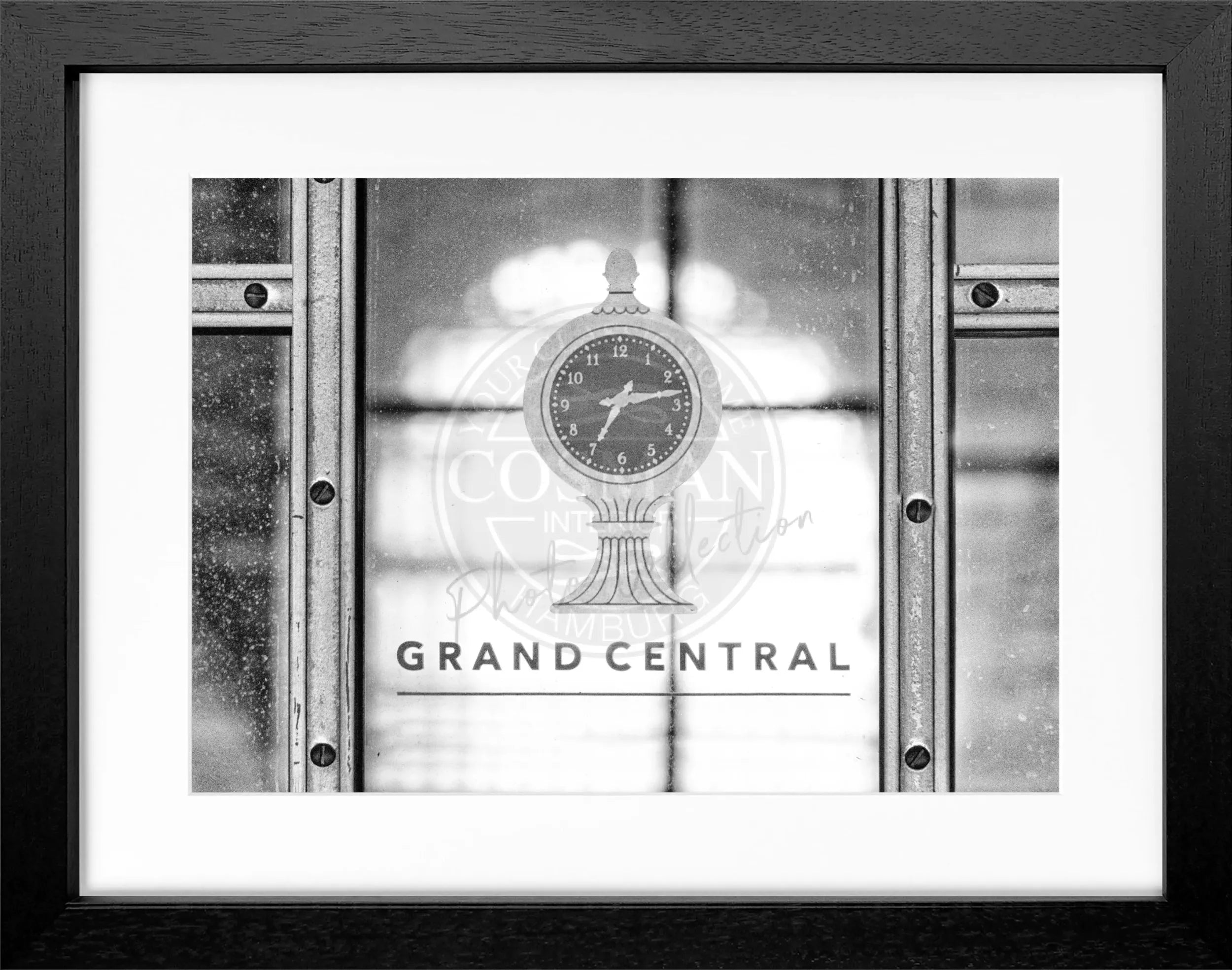 Schwarz-weiß Poster mit Rahmen von New York Central Station, 31x25 cm, von Cosman-Photocollection, urbanes Stadtmotiv