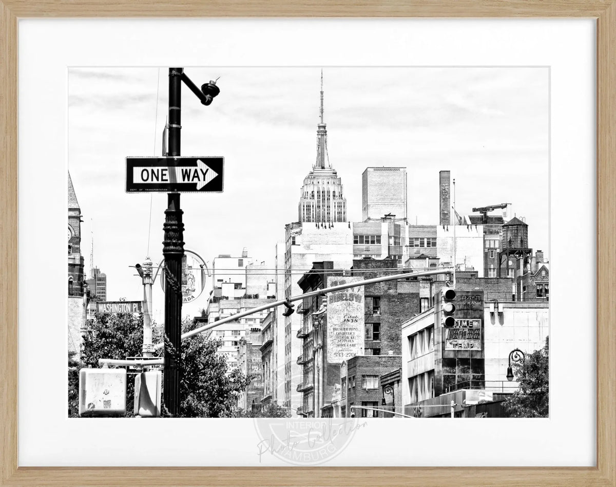 Schwarz-weiß Poster mit Rahmen von Cosman-Photocollection, New York Empire State Building, 31x25 cm, Wanddekoration