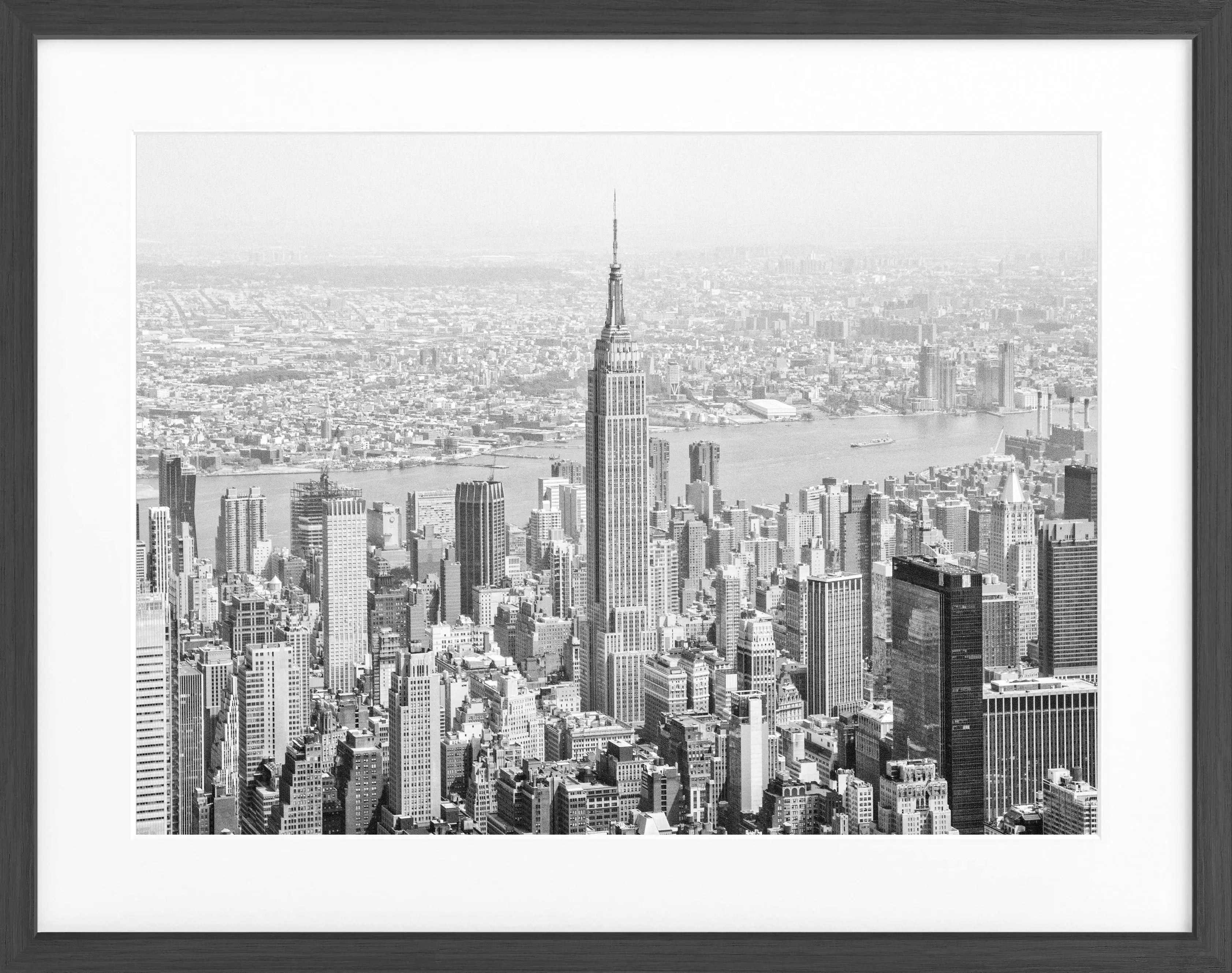 Schwarz-weiß Poster mit Rahmen von Cosman-Photocollection, New York Empire State Building, 31x25 cm, stilvolles Wandbild