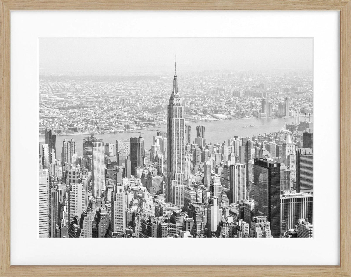 Schwarz-weiß Poster mit Rahmen von Cosman-Photocollection, Empire State Building in New York, 31x25 cm, Wanddekoration