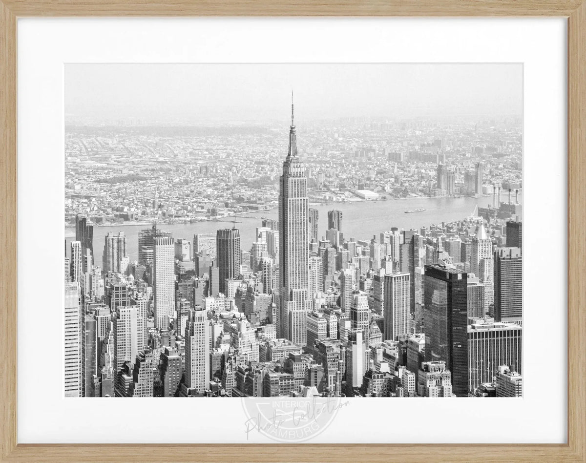 Schwarz-weiß Poster mit Rahmen von Cosman-Photocollection, Empire State Building in New York, 31x25 cm, Wanddekoration
