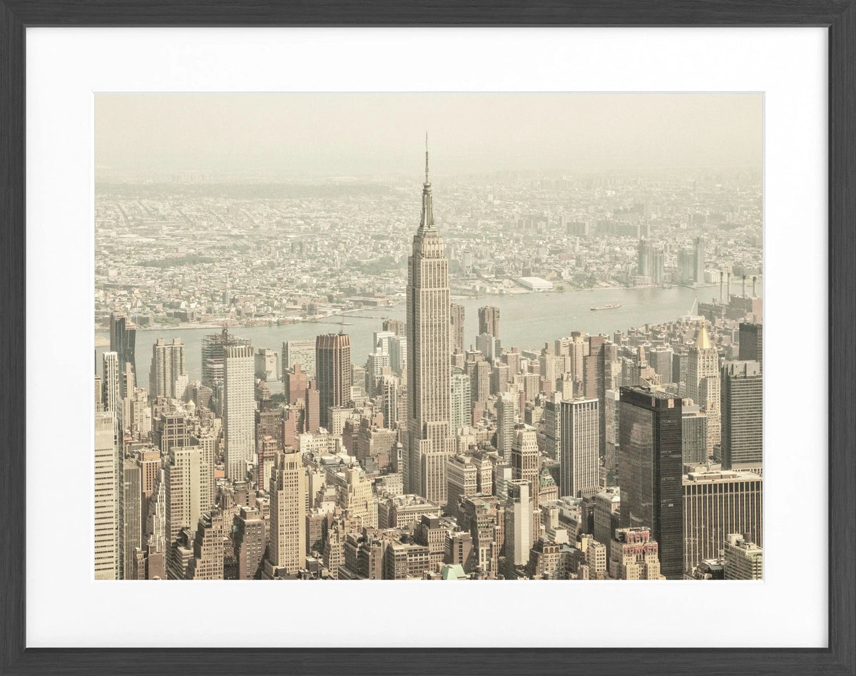 Schwarz-weiß Poster mit Rahmen von Cosman-Photocollection, New York Empire State Building, 31x25 cm, Wanddekoration