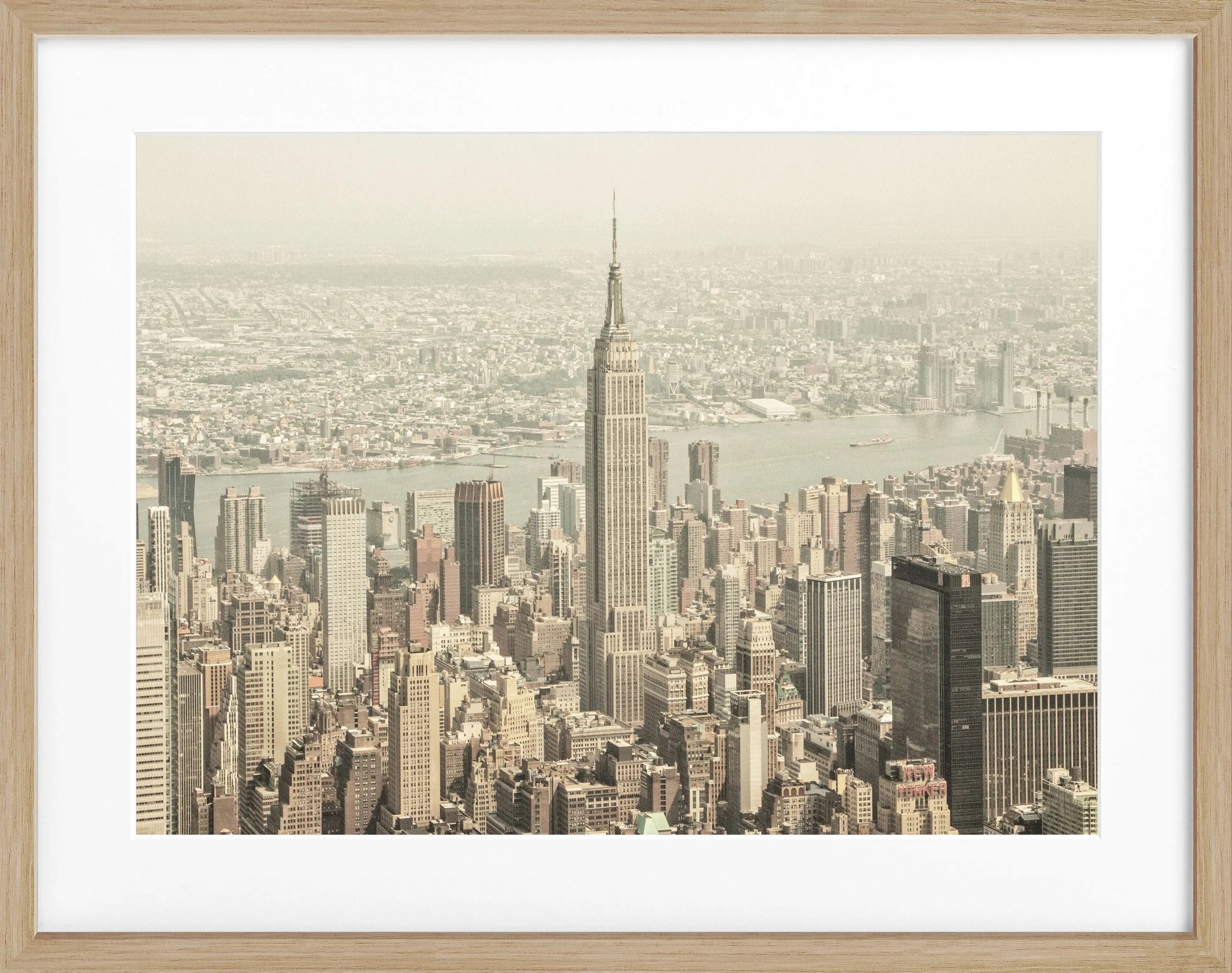 Schwarz-weiß Poster mit Rahmen von Cosman-Photocollection, Empire State Building in New York, 31x25 cm, urbanes Stadtbild
