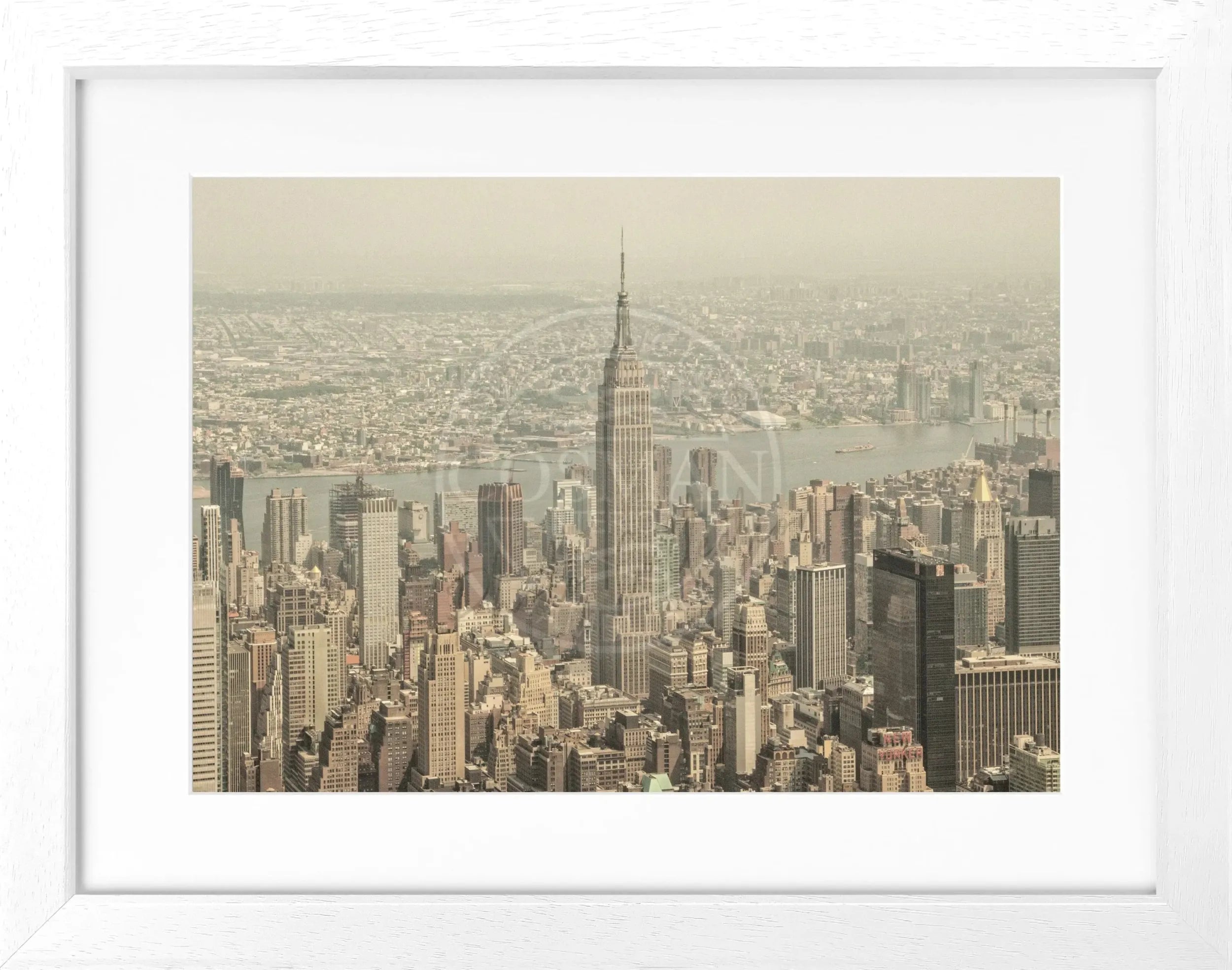 Schwarz-weiß Poster mit Rahmen, New York Empire State Building, von Cosman-Photocollection, 31x25 cm, Wanddekoration