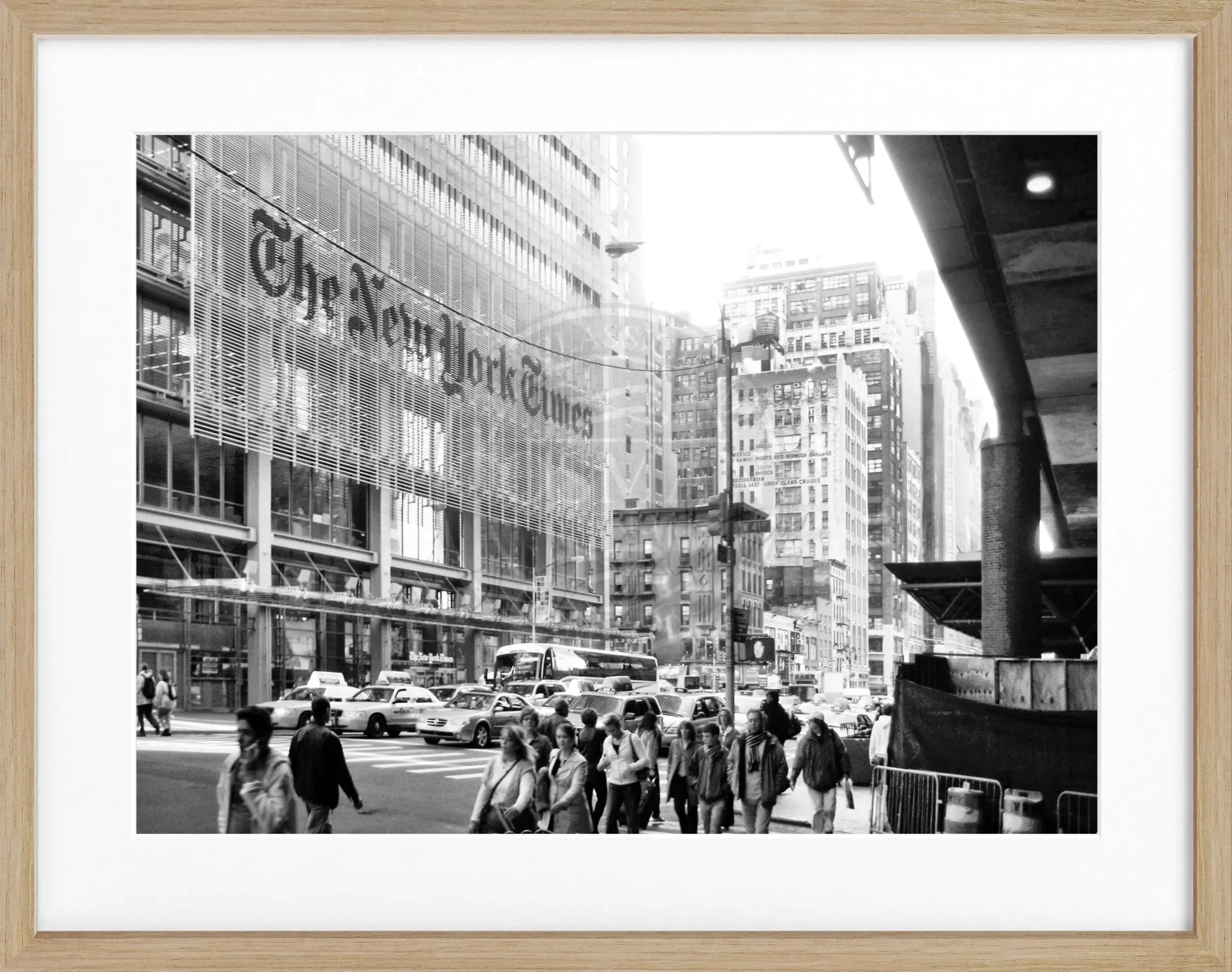 Schwarz-weiß Poster mit Rahmen, New York ’New York Times’ NY62, 31x25cm, von Cosman-Photocollection, urbanes Stadtmotiv